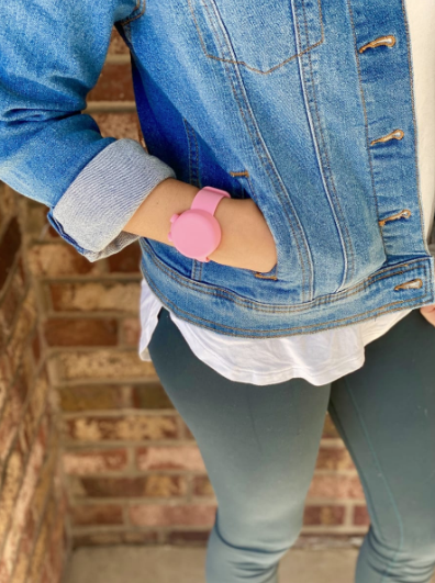 Colorful hand sanitizer bracelets made of soft silicone, adjustable for all sizes, featuring a refillable reservoir for easy access to sanitizer.