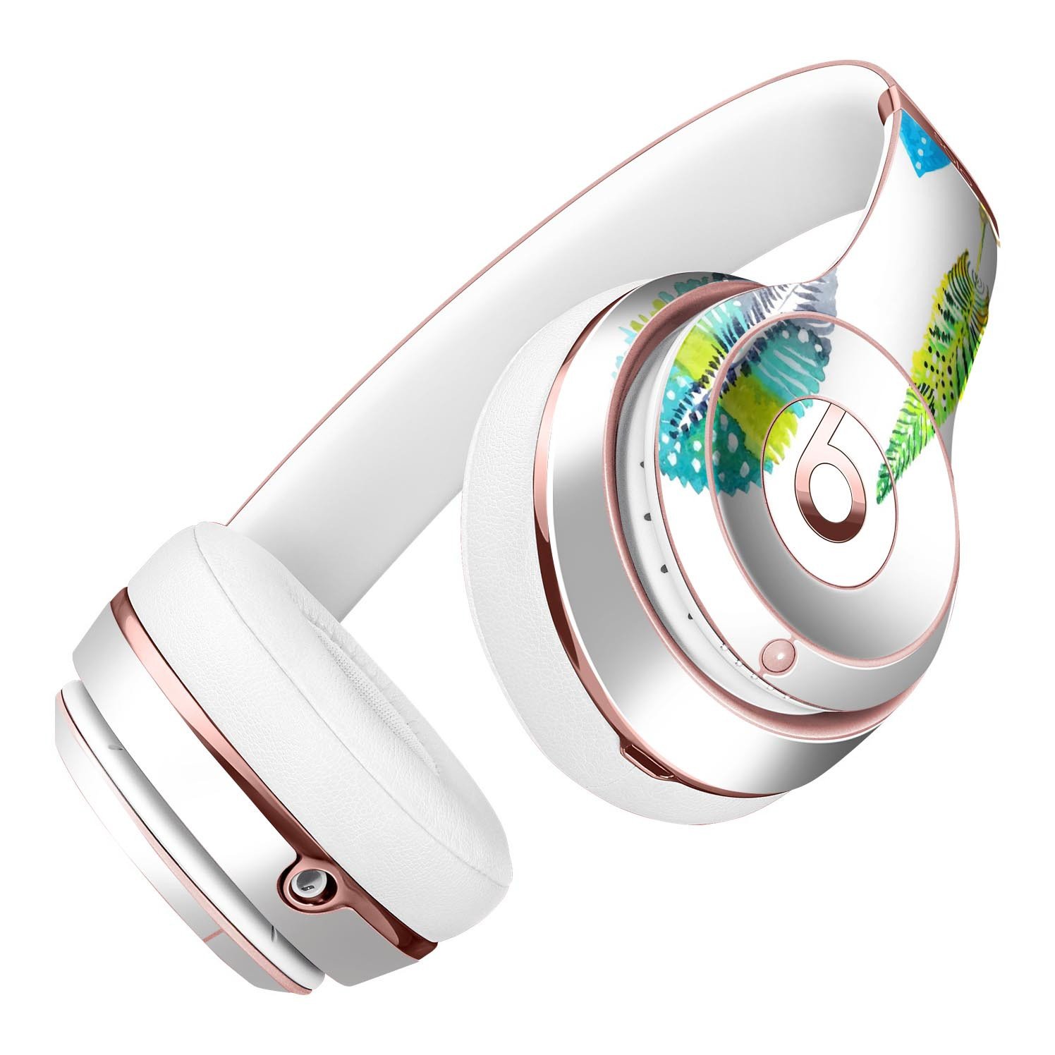 Hanging Feathers Full-Body Skin Kit for Beats by Dre Solo 3, showcasing vibrant feather design on headphones.