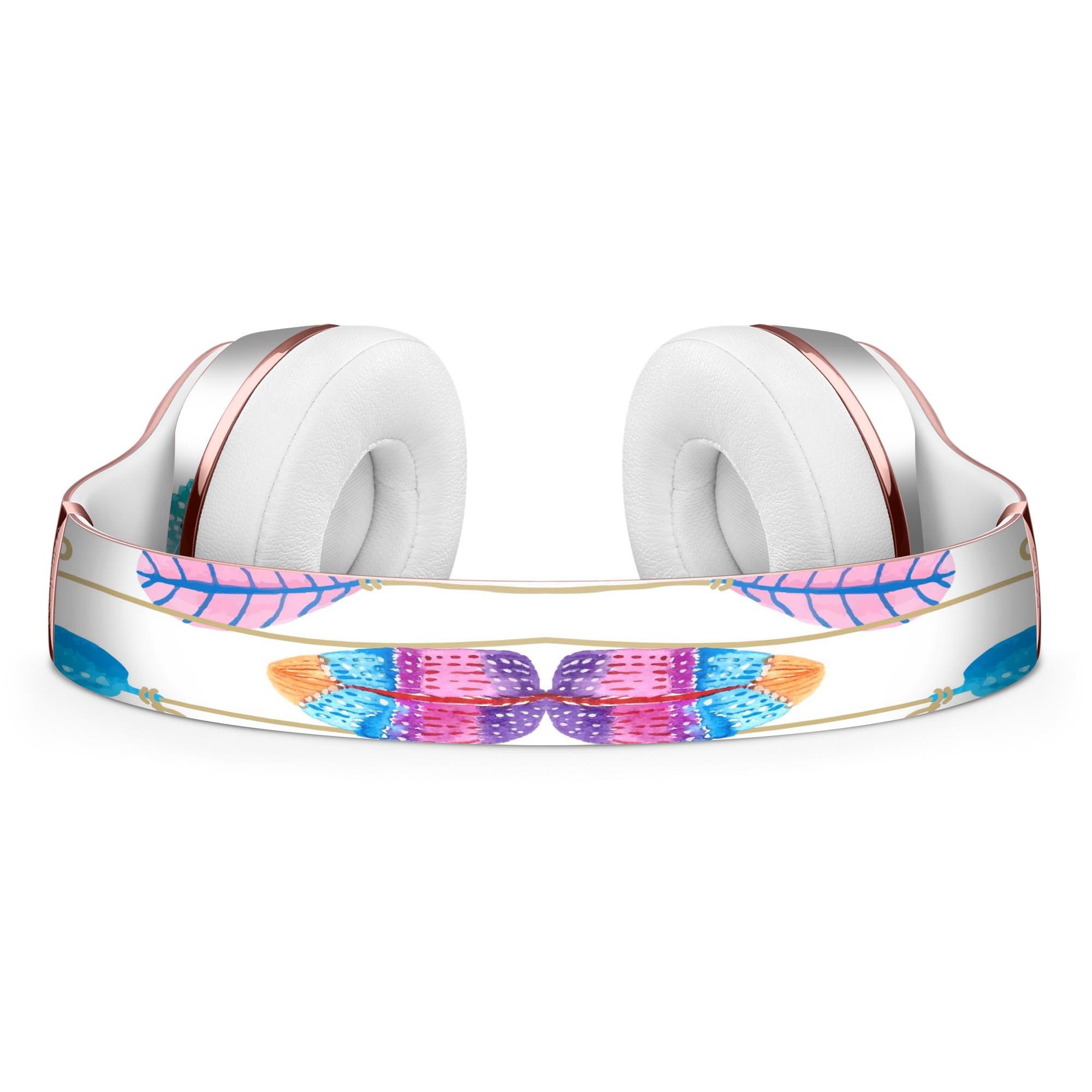 Hanging Feathers Full-Body Skin Kit for Beats by Dre Solo 3, showcasing vibrant feather design on headphones.