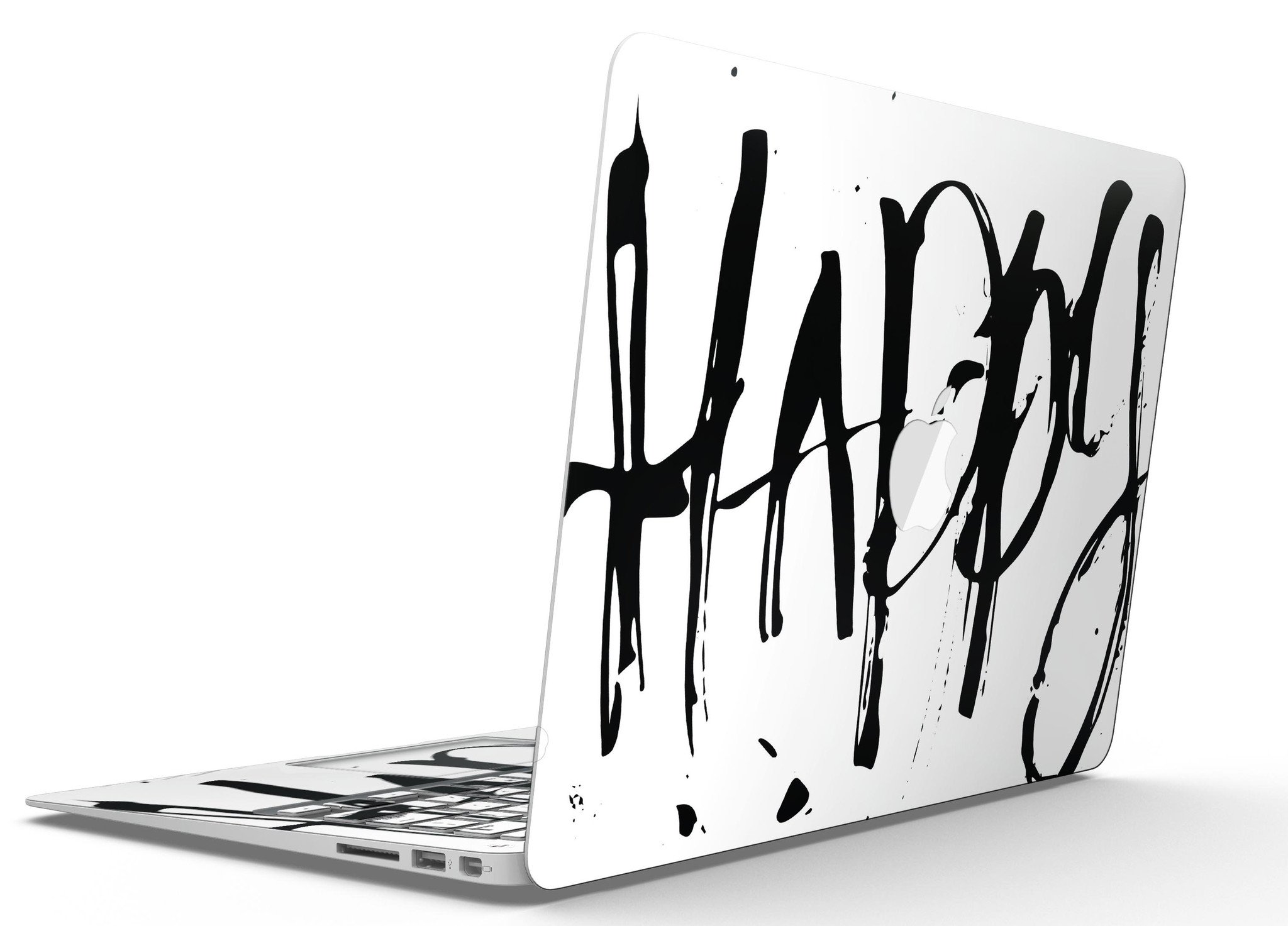 Happy Splatter MacBook Air Skin Kit showcasing vibrant design and premium vinyl material.