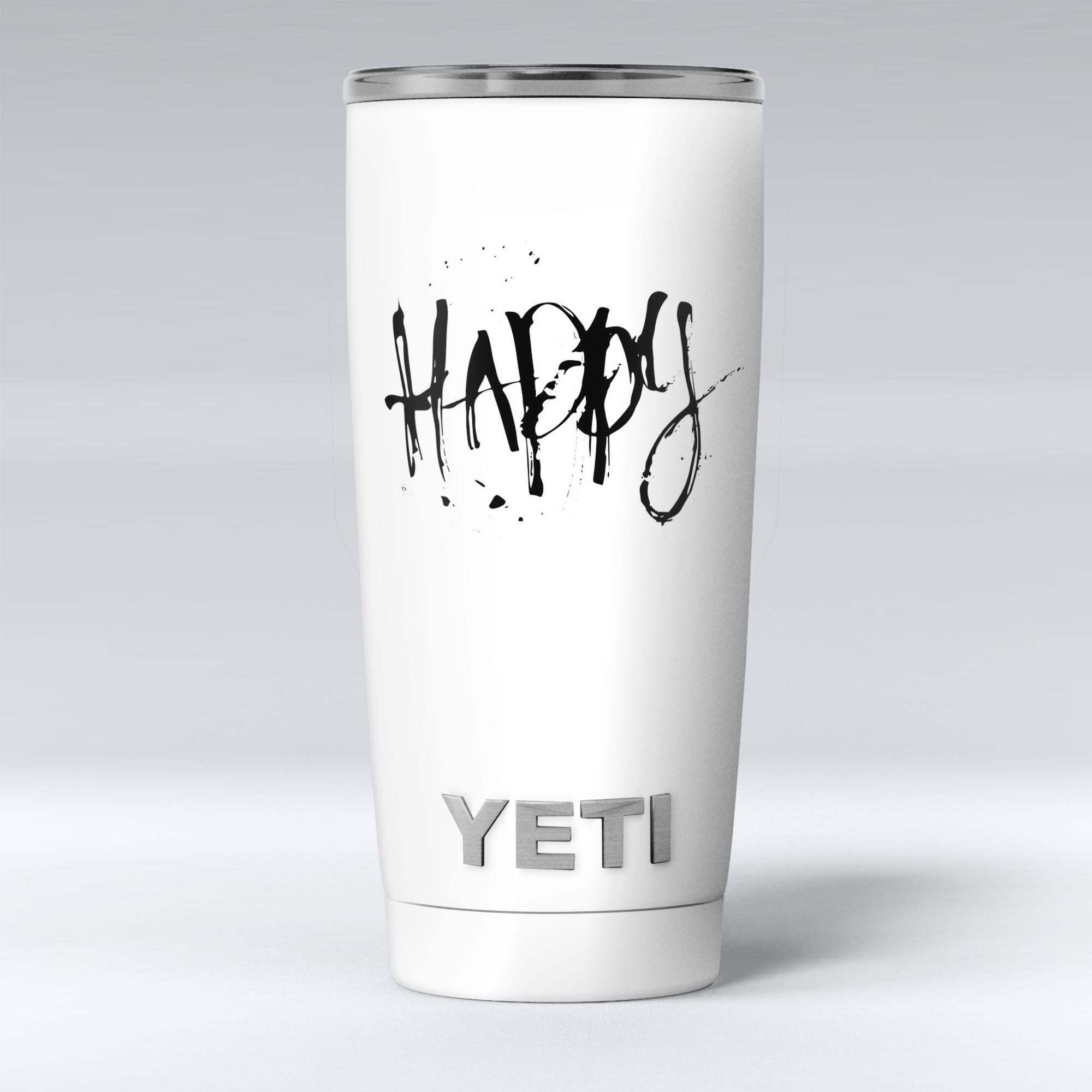 Happy Splatter Skin Decal Vinyl Wrap Kit for Yeti Coolers, showcasing vibrant designs and a snug fit.