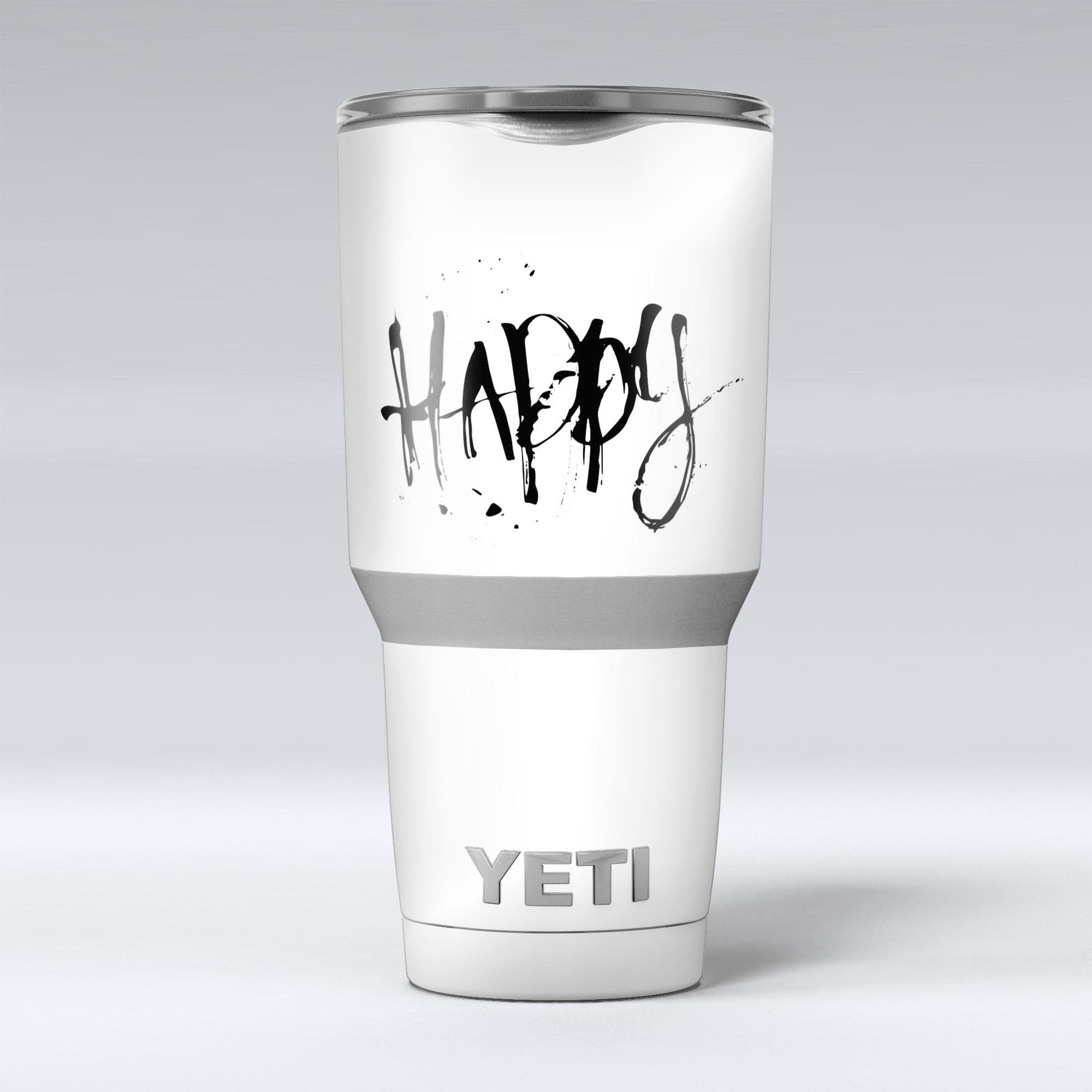 Happy Splatter Skin Decal Vinyl Wrap Kit for Yeti Coolers, showcasing vibrant designs and a snug fit.