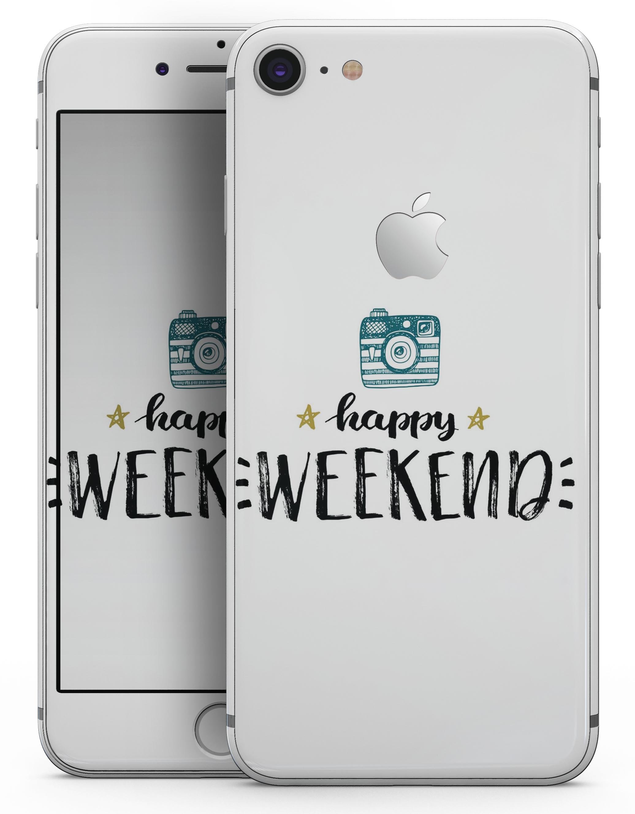 Happy Weekend Skin-kit for iPhone 8 and 8 Plus, showcasing vibrant design and premium vinyl material.