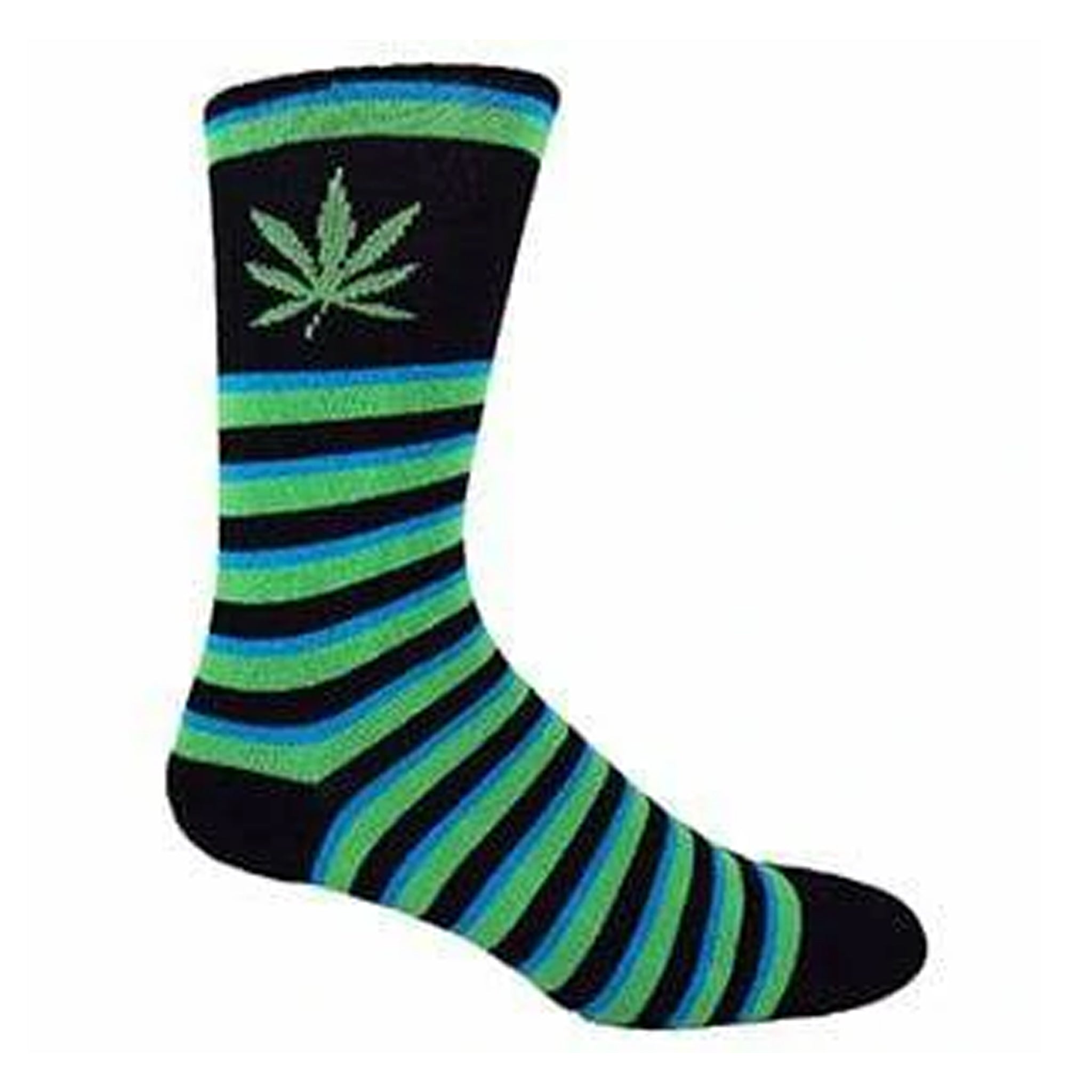 Hazy Weed Crew Socks featuring optical illusion design and marijuana logo, perfect for streetwear and skater culture.