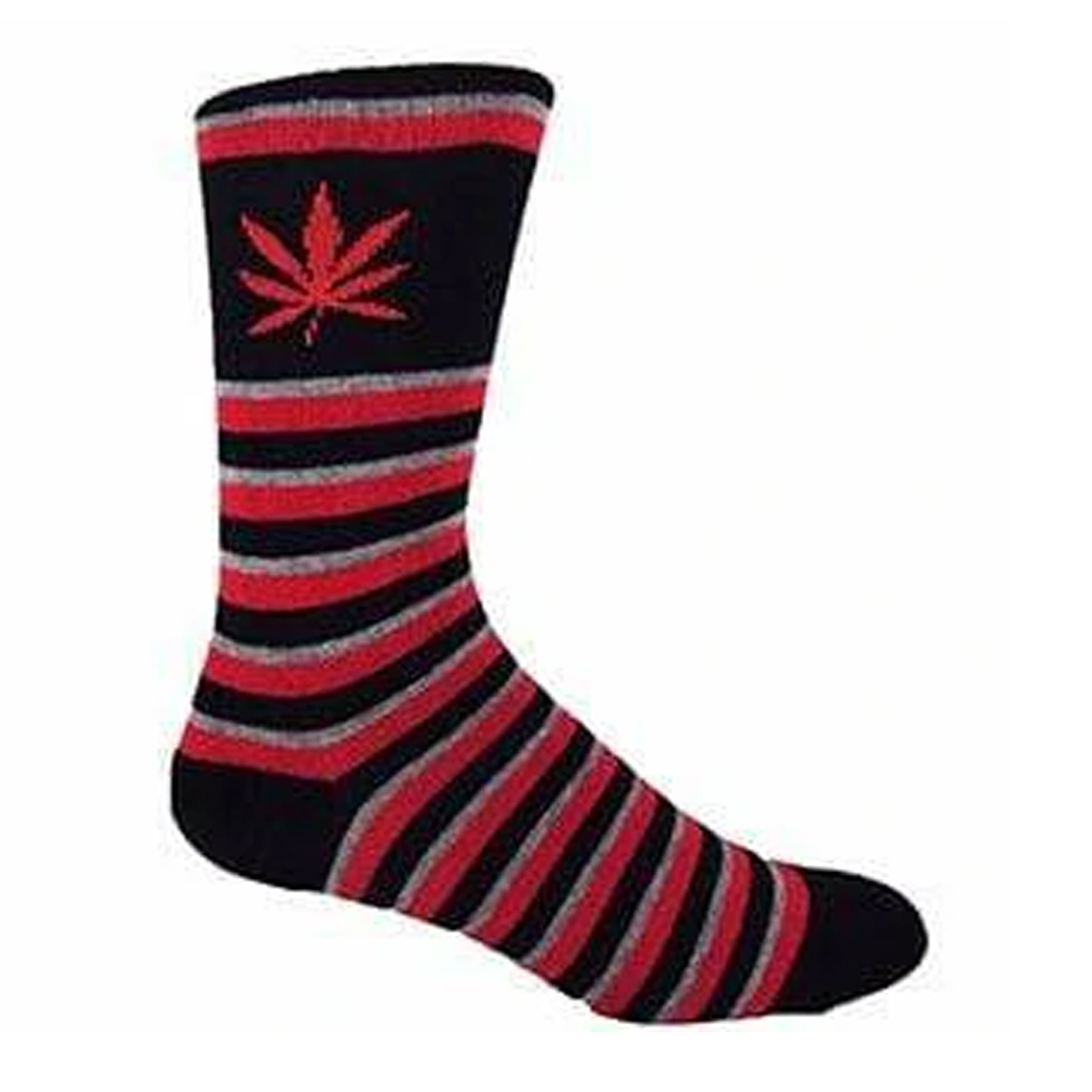 Hazy Weed Crew Socks featuring optical illusion design and marijuana logo, perfect for streetwear and skater culture.