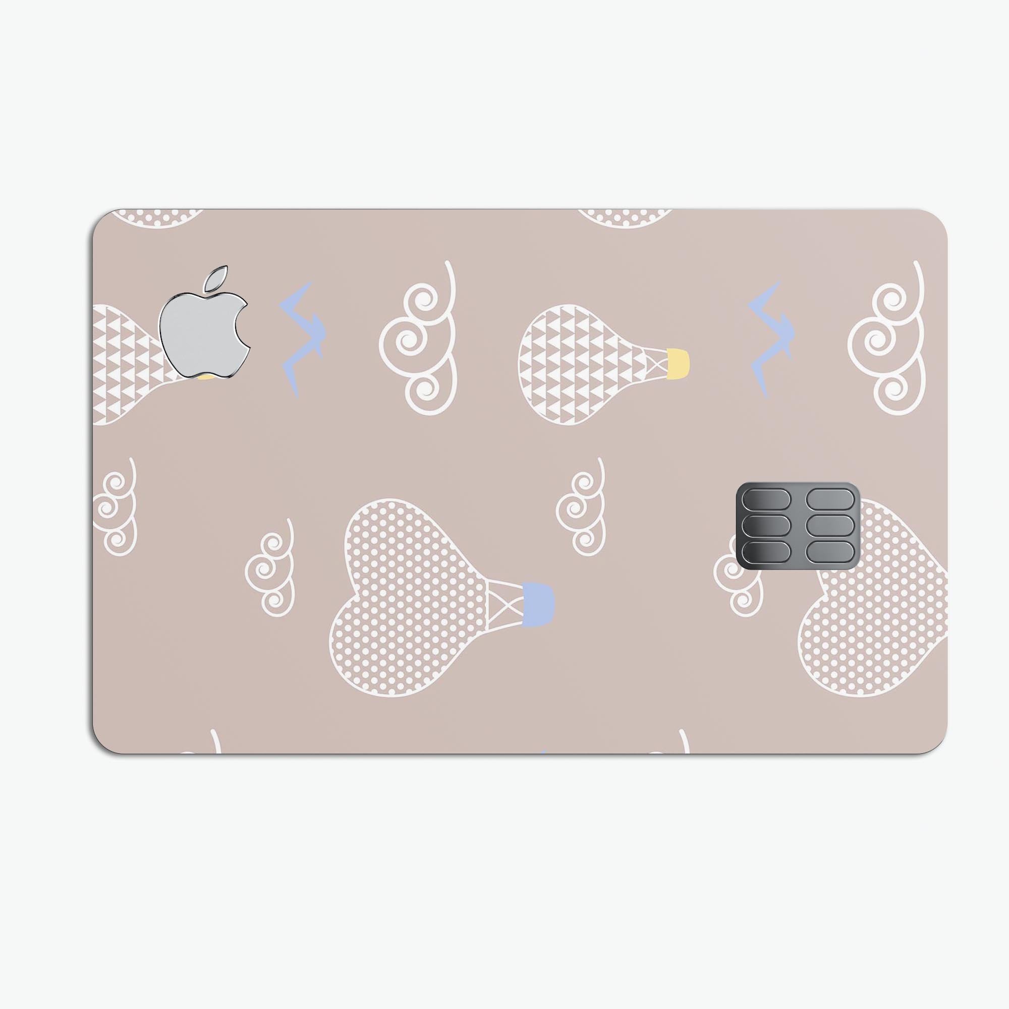 Heart Air Balloons decal skin-kit for Apple Card featuring blue birds design, showcasing premium vinyl material.