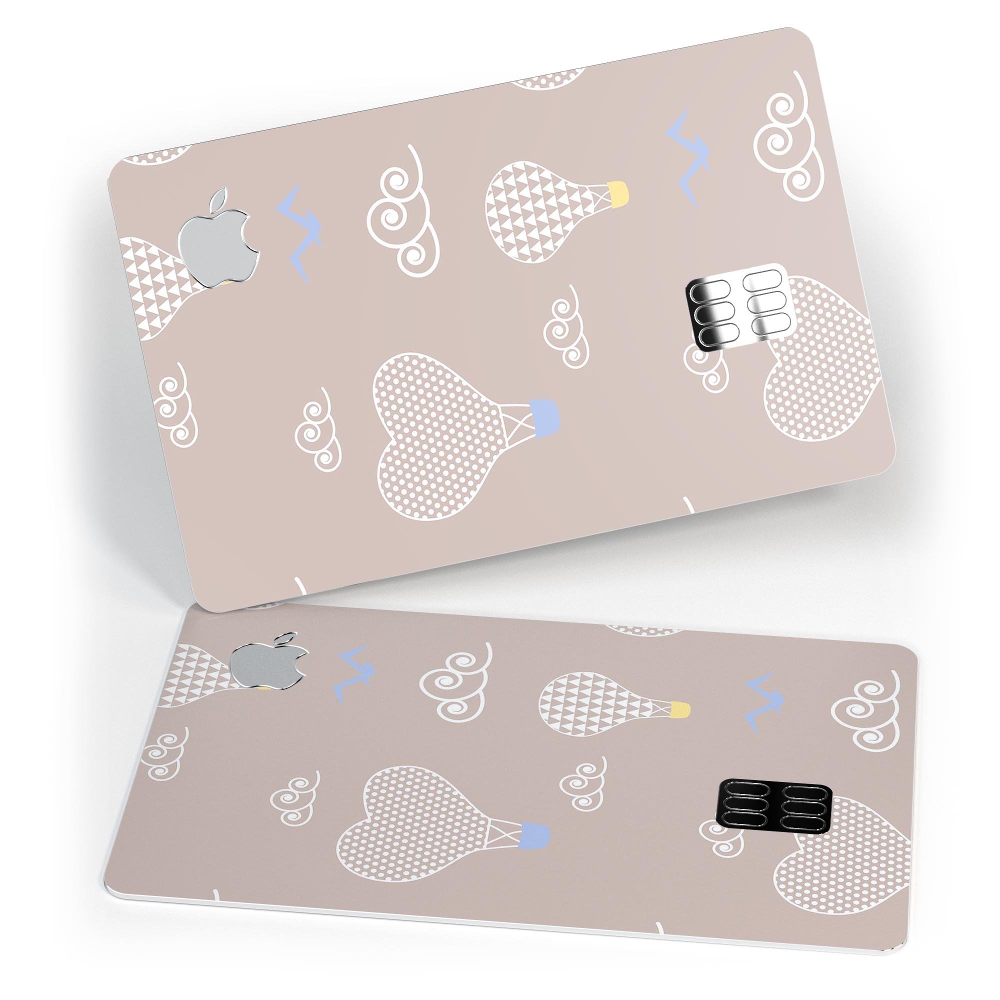 Heart Air Balloons decal skin-kit for Apple Card featuring blue birds design, showcasing premium vinyl material.