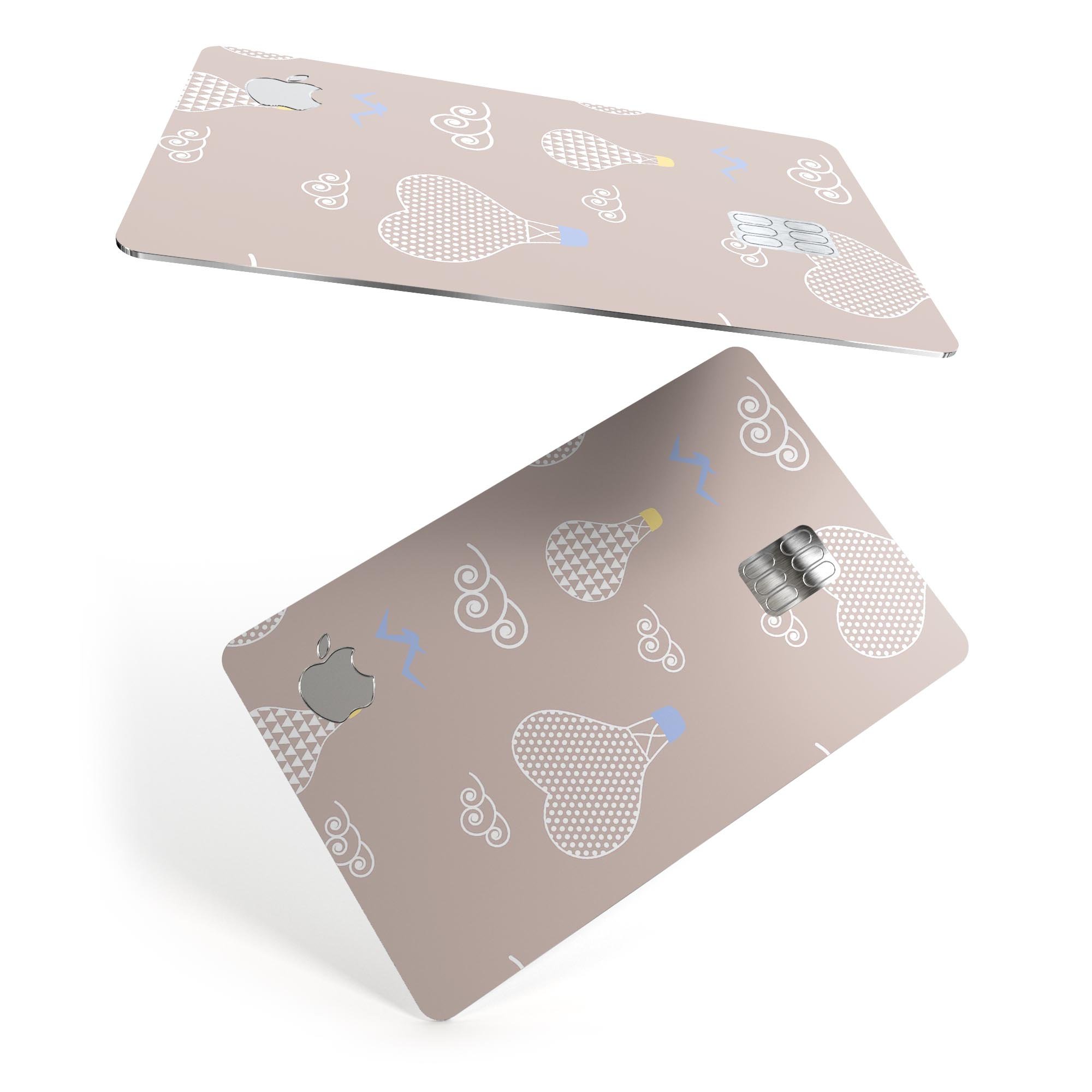 Heart Air Balloons decal skin-kit for Apple Card featuring blue birds design, showcasing premium vinyl material.