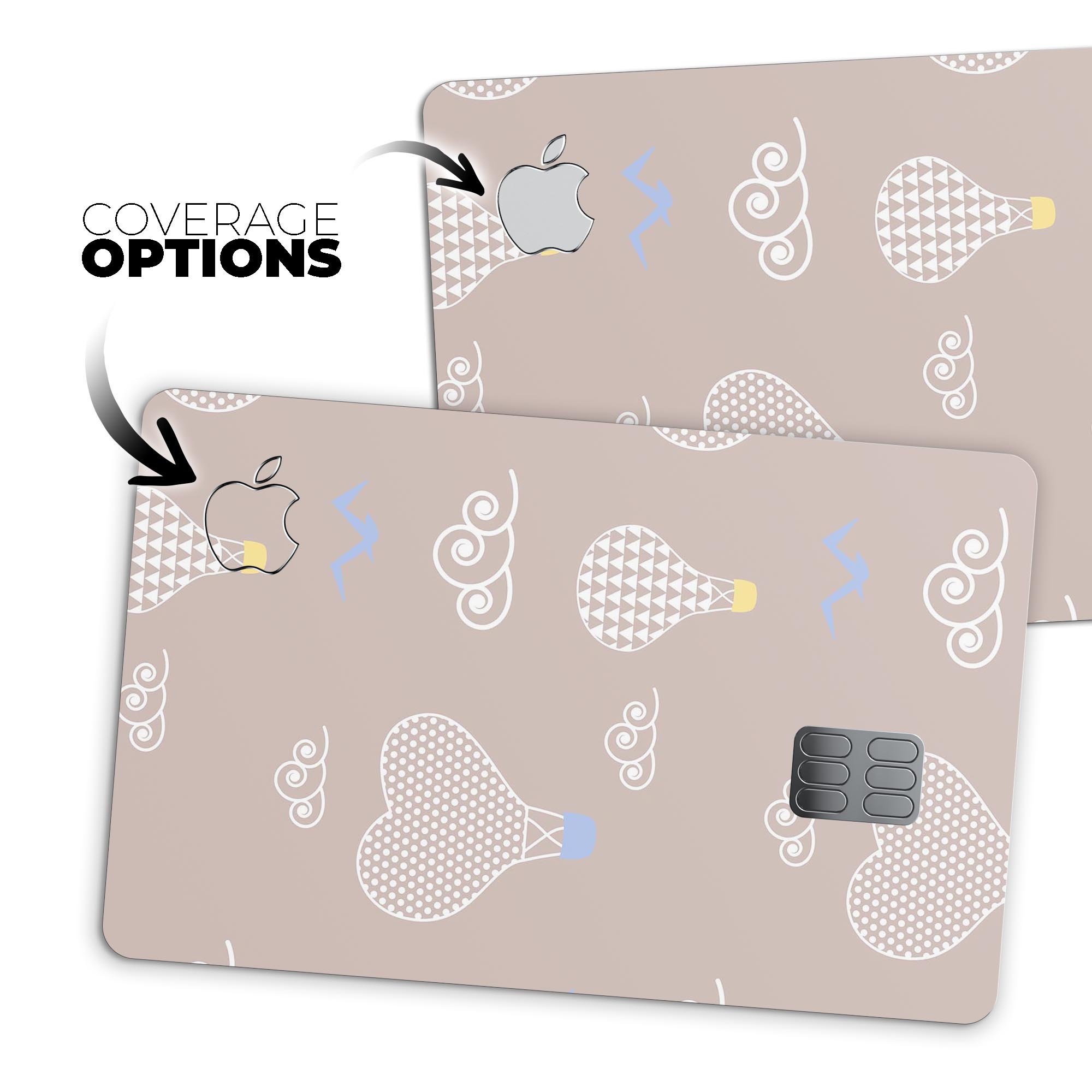 Heart Air Balloons decal skin-kit for Apple Card featuring blue birds design, showcasing premium vinyl material.