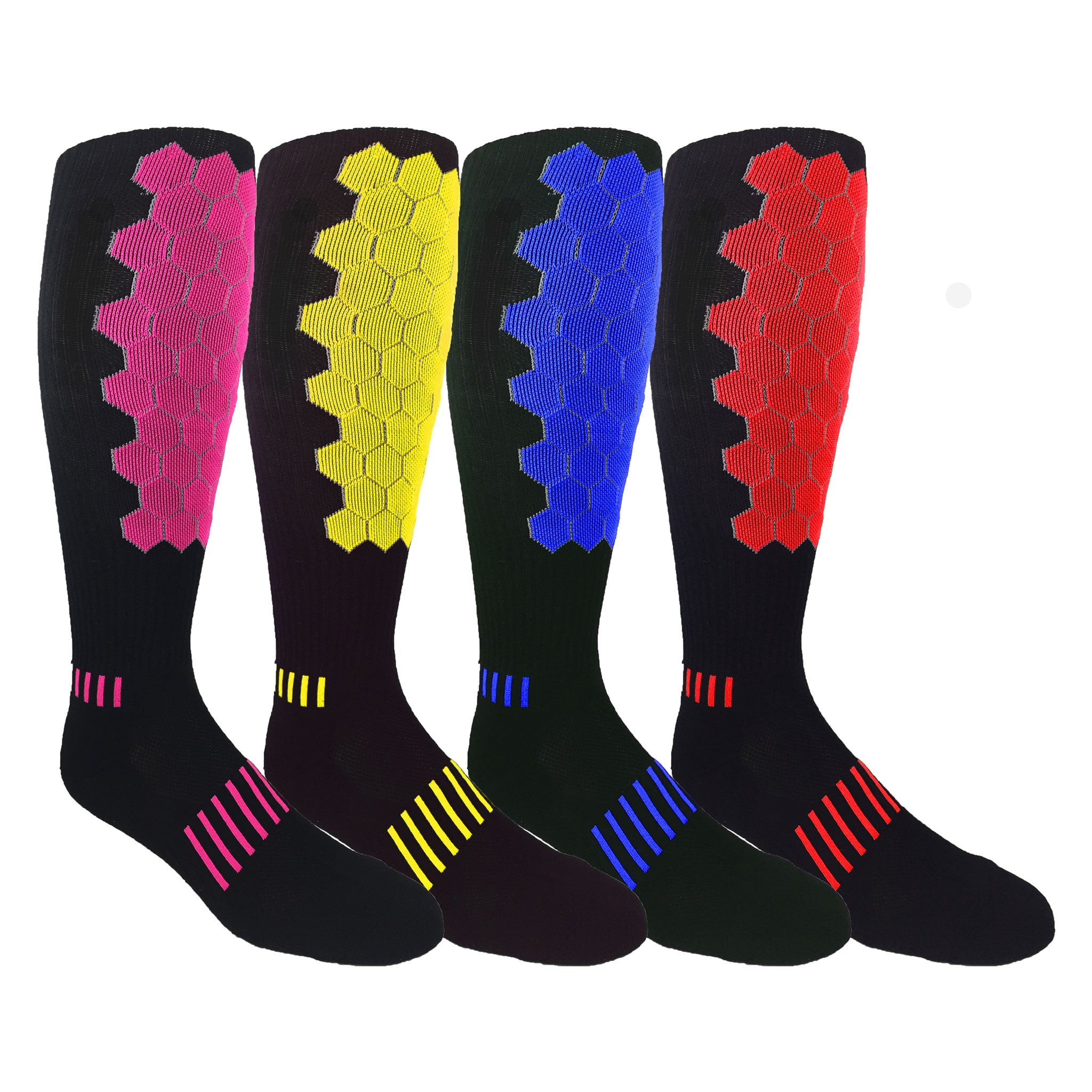 Helix Deadlift Socks featuring a padded hexagonal design, available in multiple colors, ideal for various sports and activities.