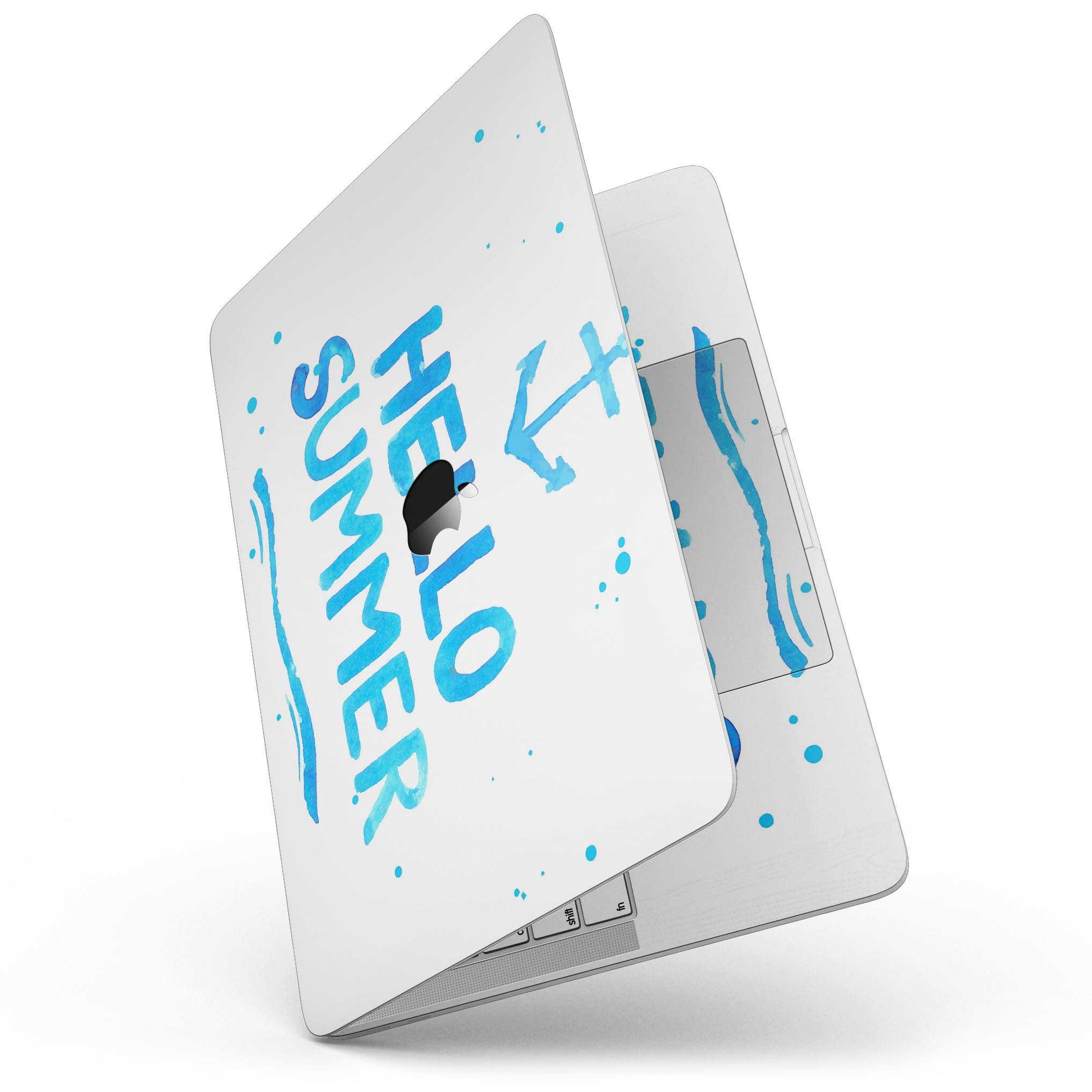 Hello Summer Blue Watercolor Anchor V1 skin for MacBook Pro, featuring a vibrant blue watercolor anchor design on premium vinyl.