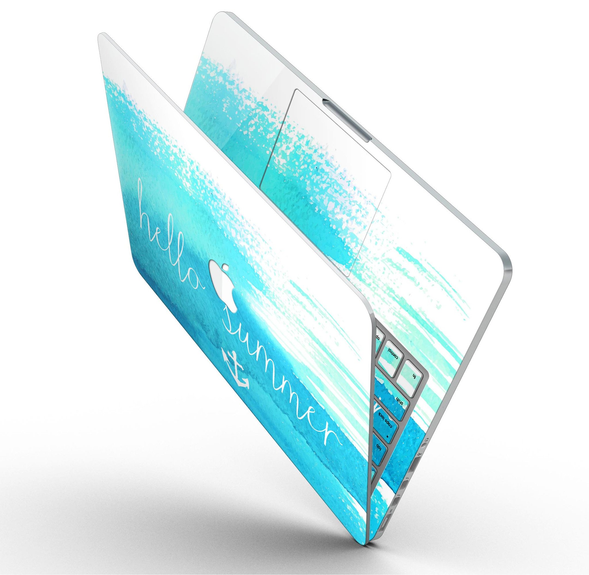 Hello Summer Blue Watercolor Anchor V2 skin for MacBook Pro with Retina Display, showcasing vibrant blue watercolor design.