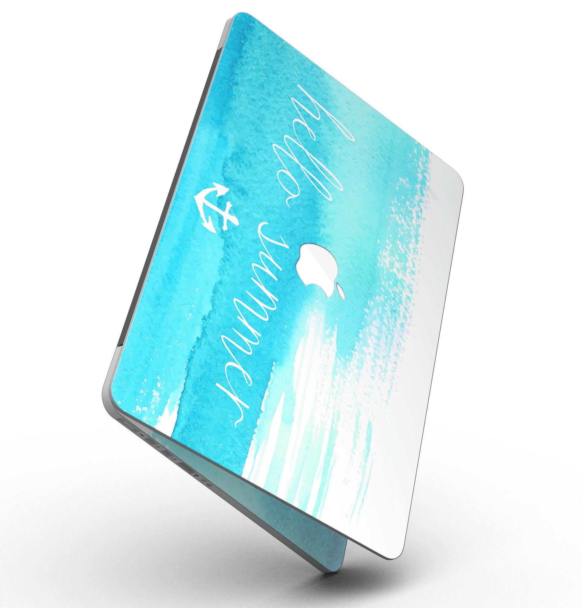 Hello Summer Blue Watercolor Anchor V2 skin for MacBook Pro with Retina Display, showcasing vibrant blue watercolor design.