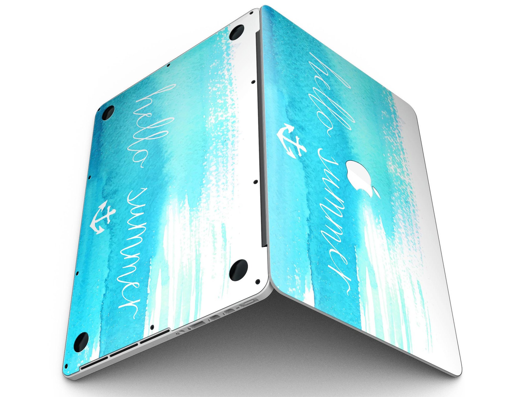 Hello Summer Blue Watercolor Anchor V2 skin for MacBook Pro with Retina Display, showcasing vibrant blue watercolor design.