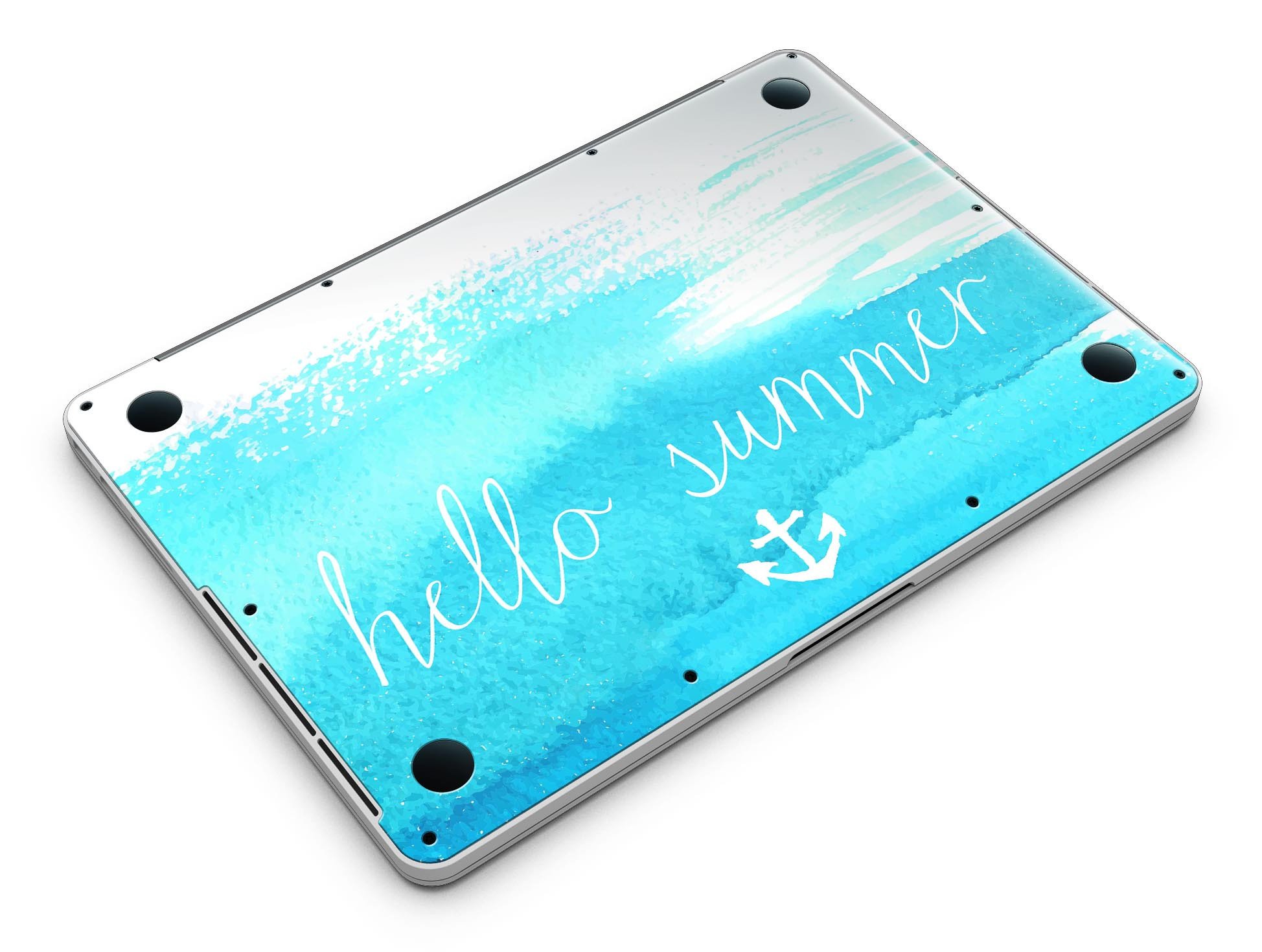 Hello Summer Blue Watercolor Anchor V2 skin for MacBook Pro with Retina Display, showcasing vibrant blue watercolor design.