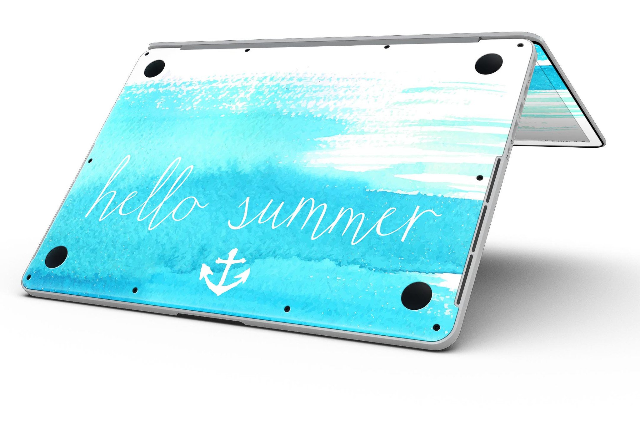 Hello Summer Blue Watercolor Anchor V2 skin for MacBook Pro with Retina Display, showcasing vibrant blue watercolor design.