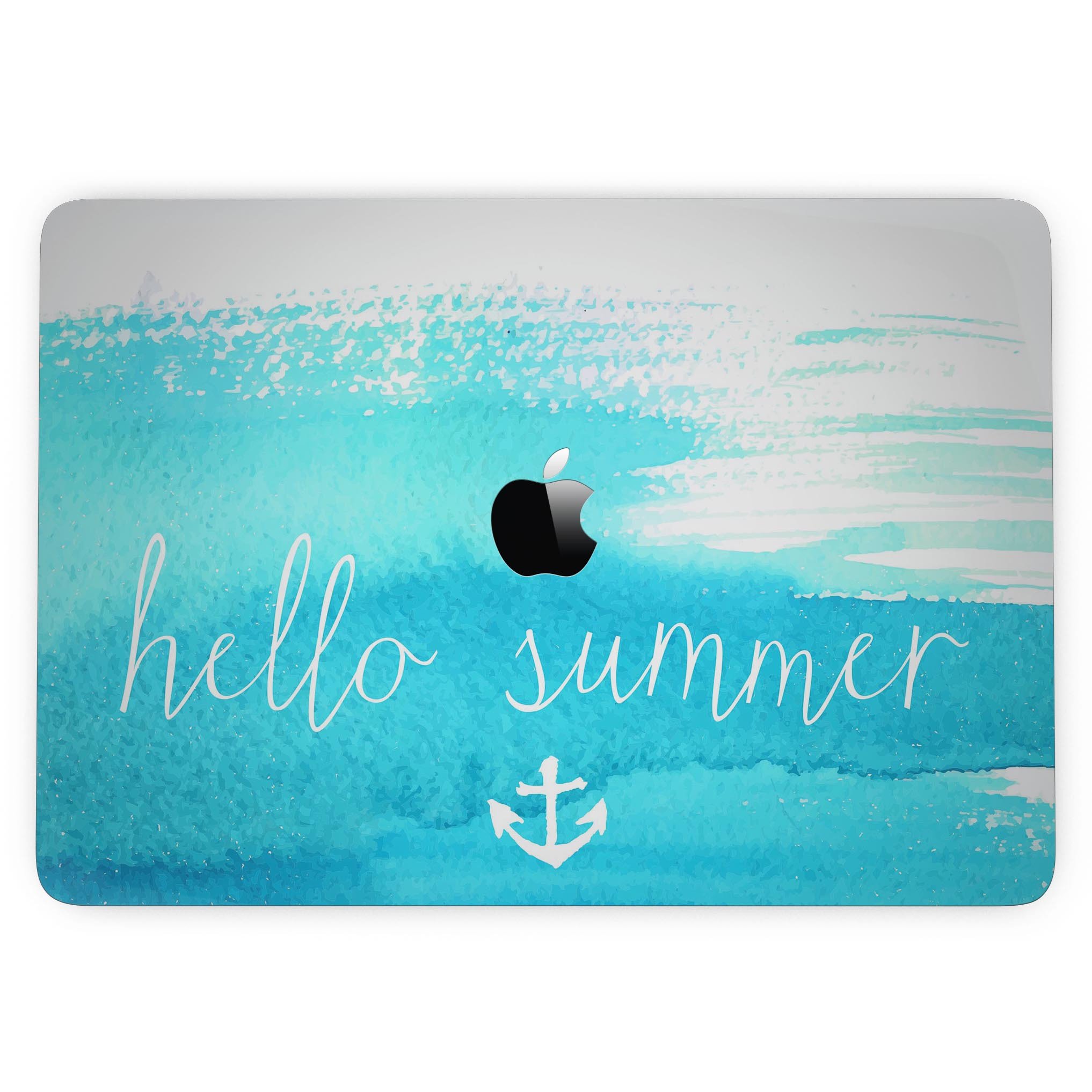 Hello Summer Blue Watercolor Anchor V2 skin for MacBook Pro with Touch Bar, featuring a vibrant blue watercolor anchor design.