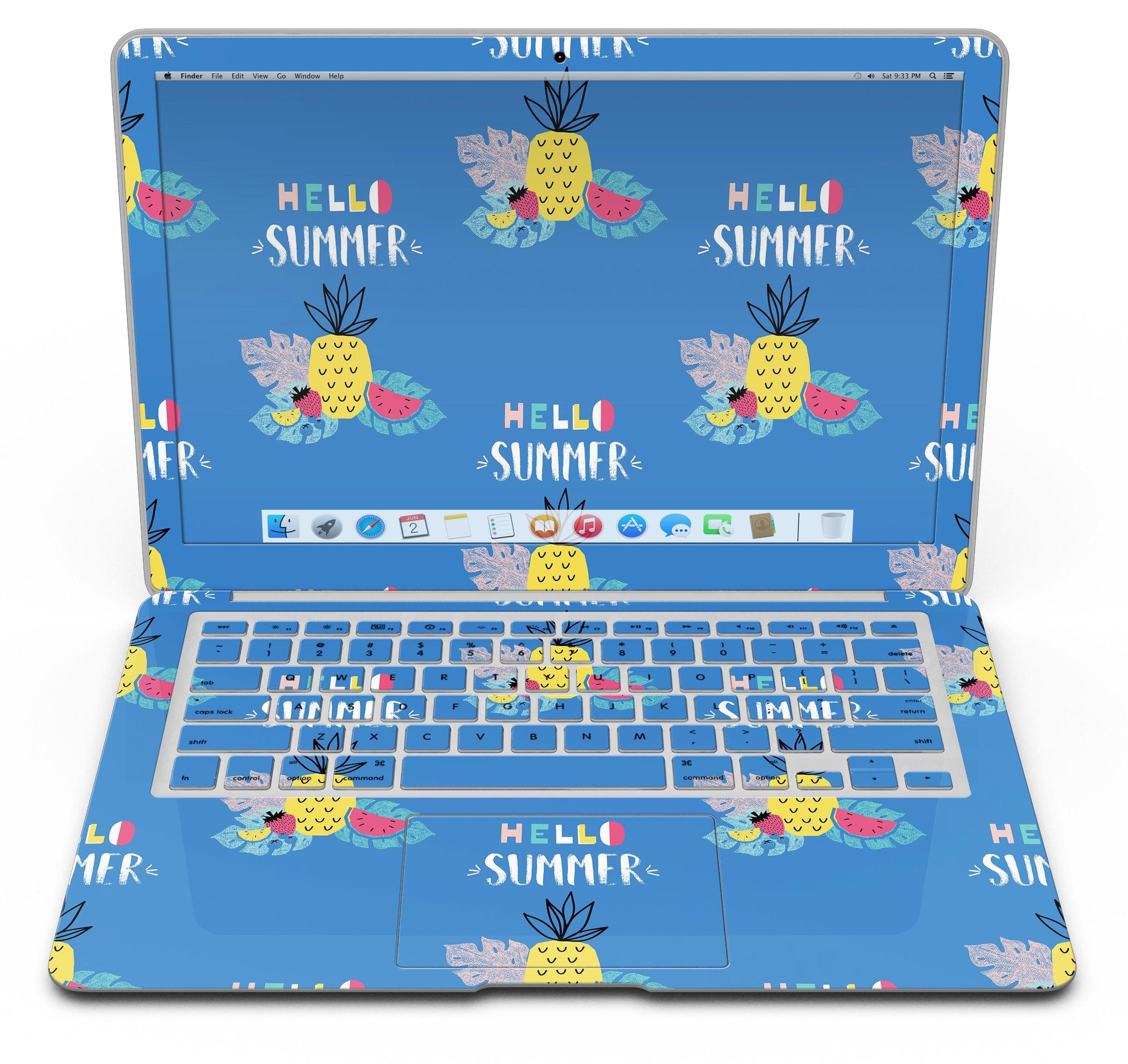 Hello Summer Love v1 MacBook Air Skin Kit featuring vibrant summer-themed design, perfect for personalizing and protecting your laptop.