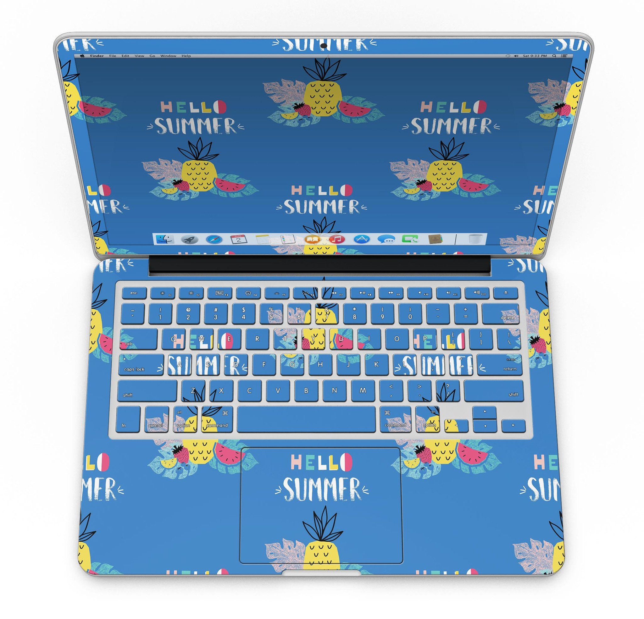 Hello Summer Love v1 skin for MacBook Pro with Retina Display, showcasing vibrant design and premium vinyl material.