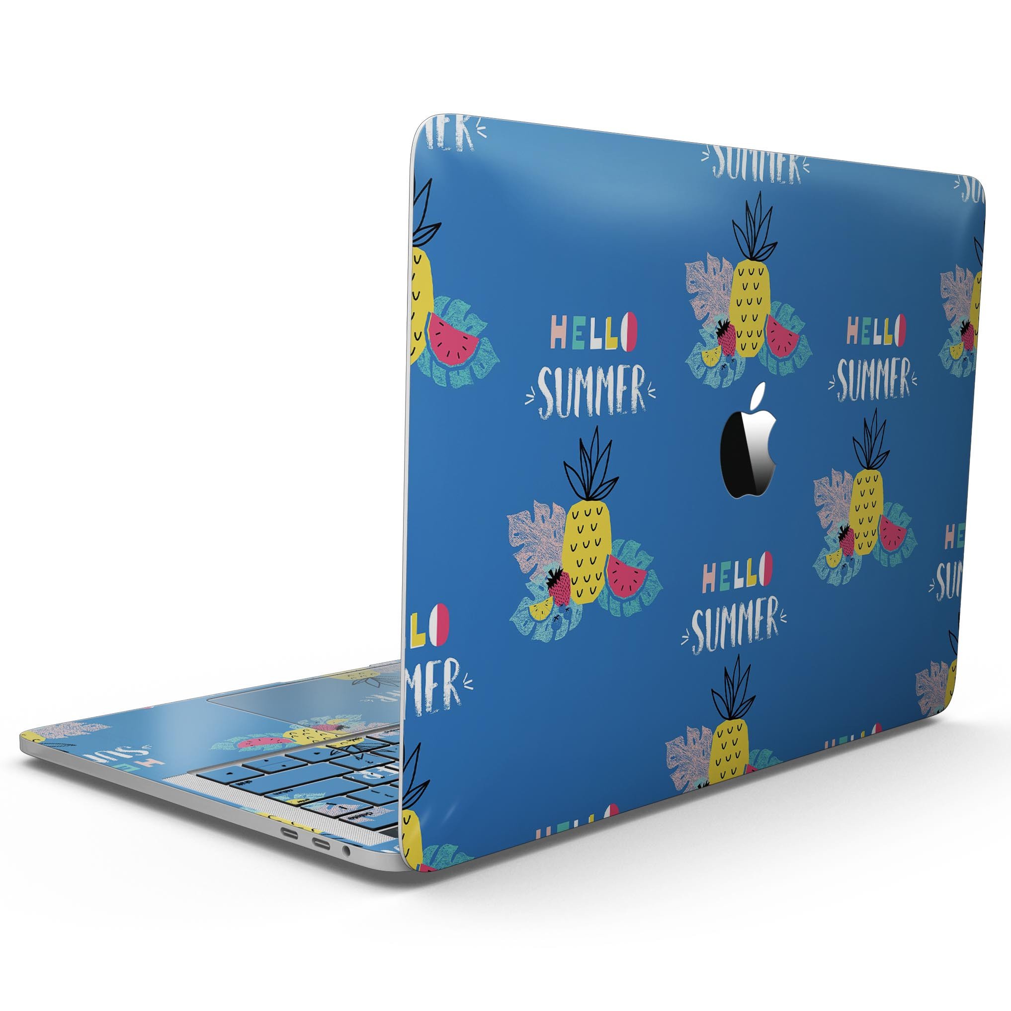 Hello Summer Love skin kit for MacBook Pro with Touch Bar, featuring vibrant design and premium vinyl material for protection.