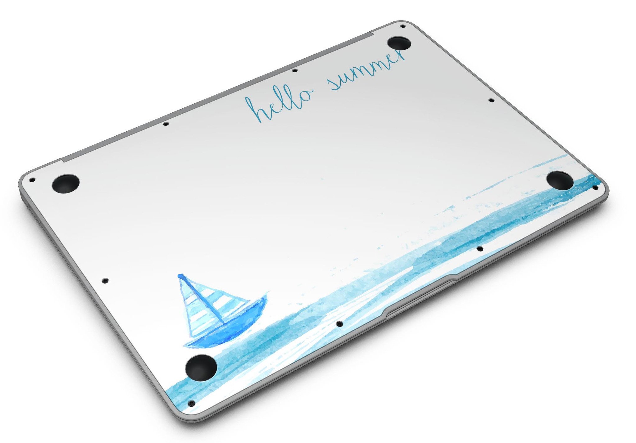 Hello Summer Sailboat MacBook Air Skin Kit featuring a vibrant sailboat design on premium vinyl.