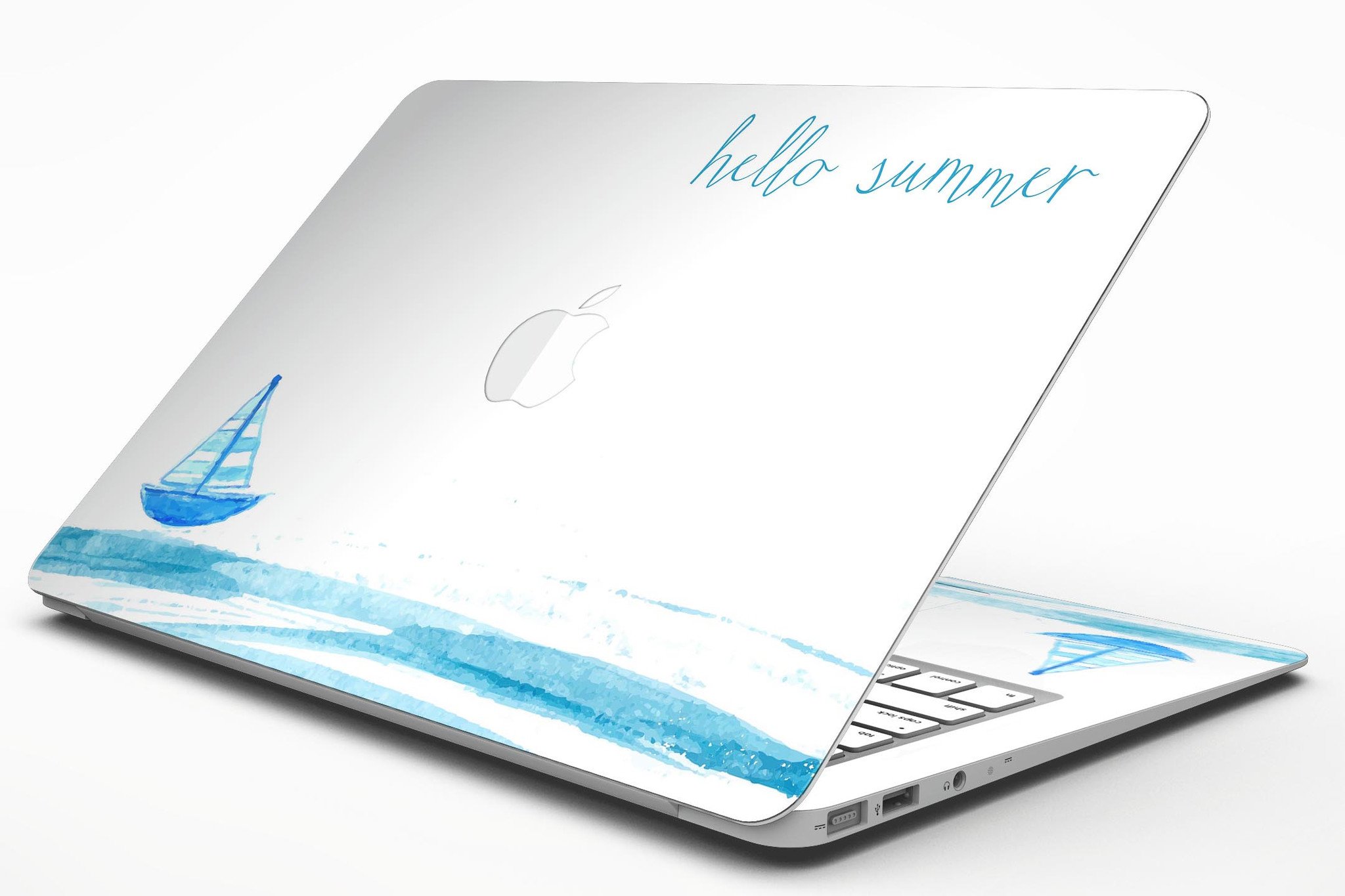 Hello Summer Sailboat MacBook Air Skin Kit featuring a vibrant sailboat design on premium vinyl.