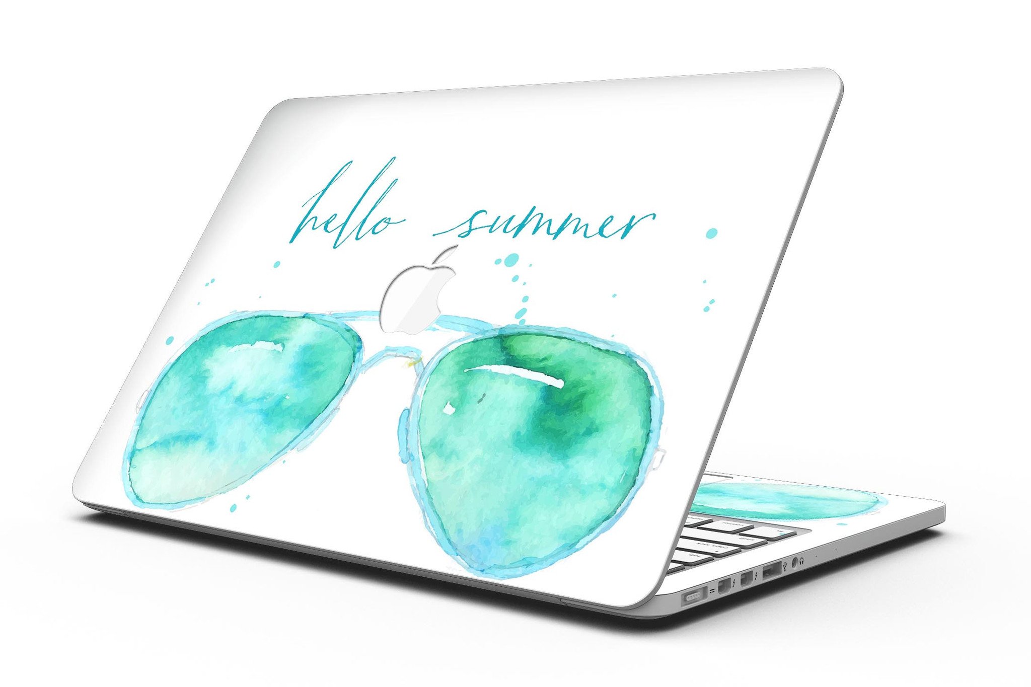 Hello Summer Sunglasses skin for MacBook Pro with Retina Display, showcasing vibrant summer design and premium vinyl material.