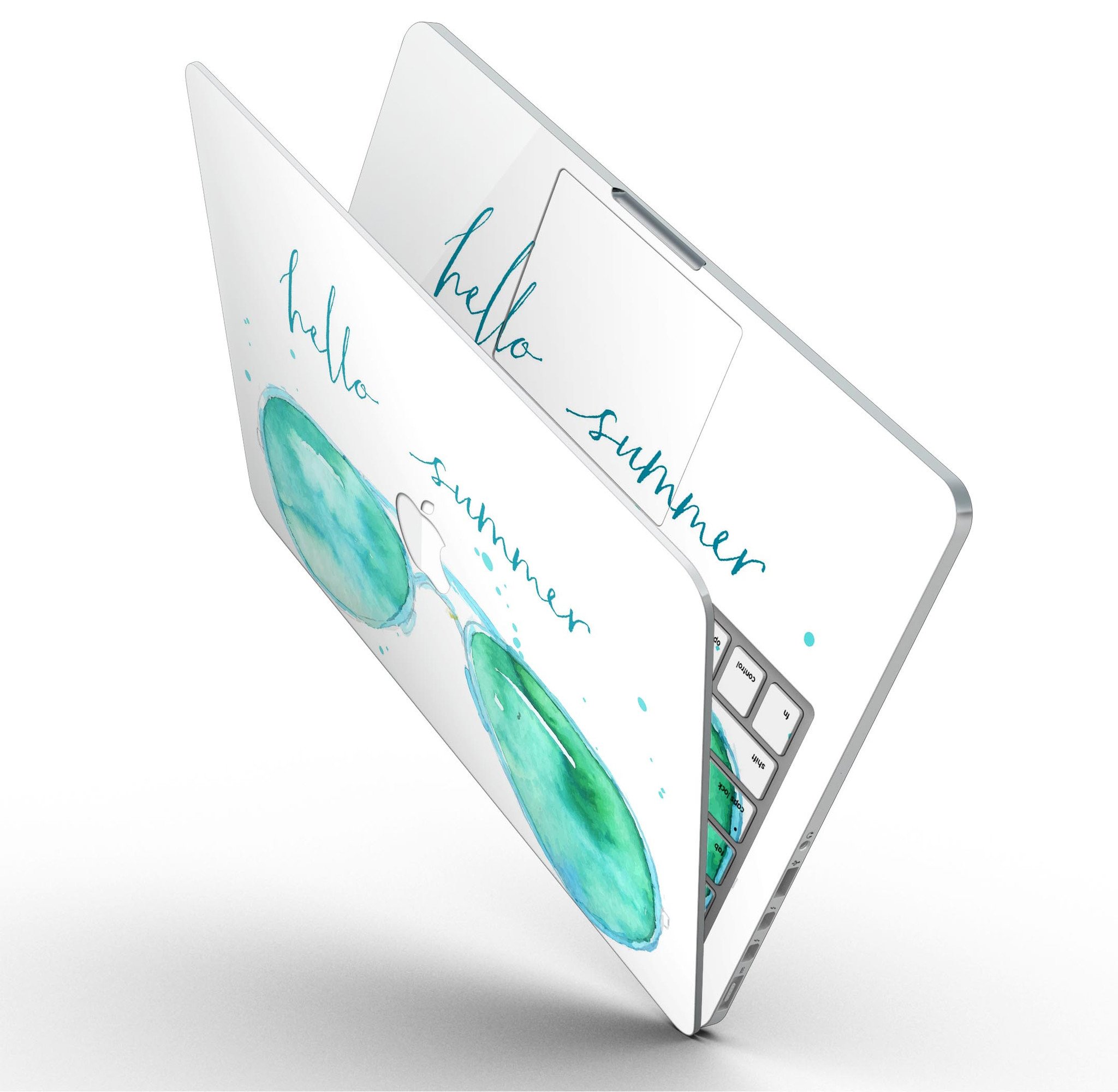 Hello Summer Sunglasses skin for MacBook Pro with Retina Display, showcasing vibrant summer design and premium vinyl material.