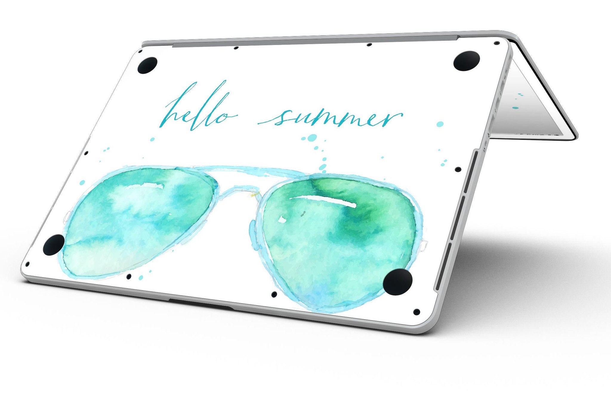 Hello Summer Sunglasses skin for MacBook Pro with Retina Display, showcasing vibrant summer design and premium vinyl material.