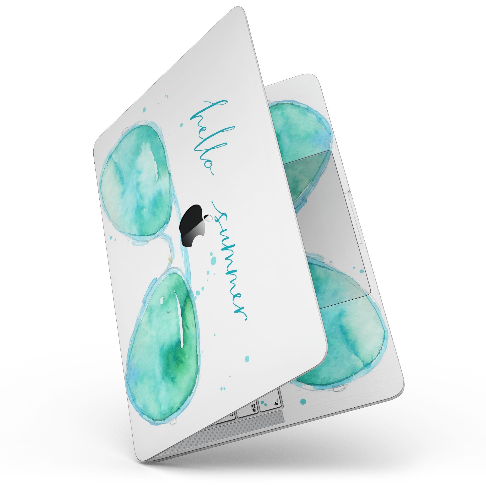 Hello Summer Sunglasses skin kit for MacBook Pro with Touch Bar, showcasing vibrant design and premium vinyl material.