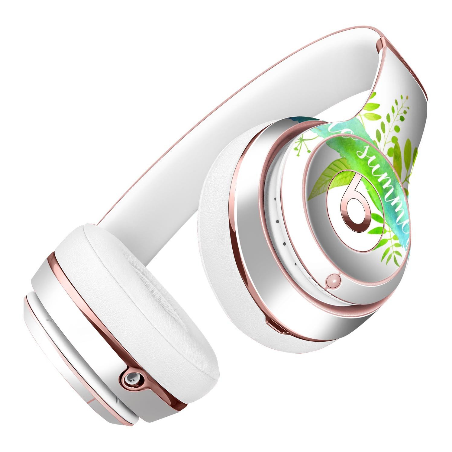 Hello Summer Watercolor Branches Skin Kit for Beats by Dre Solo 3 Wireless Headphones, showcasing vibrant watercolor design.