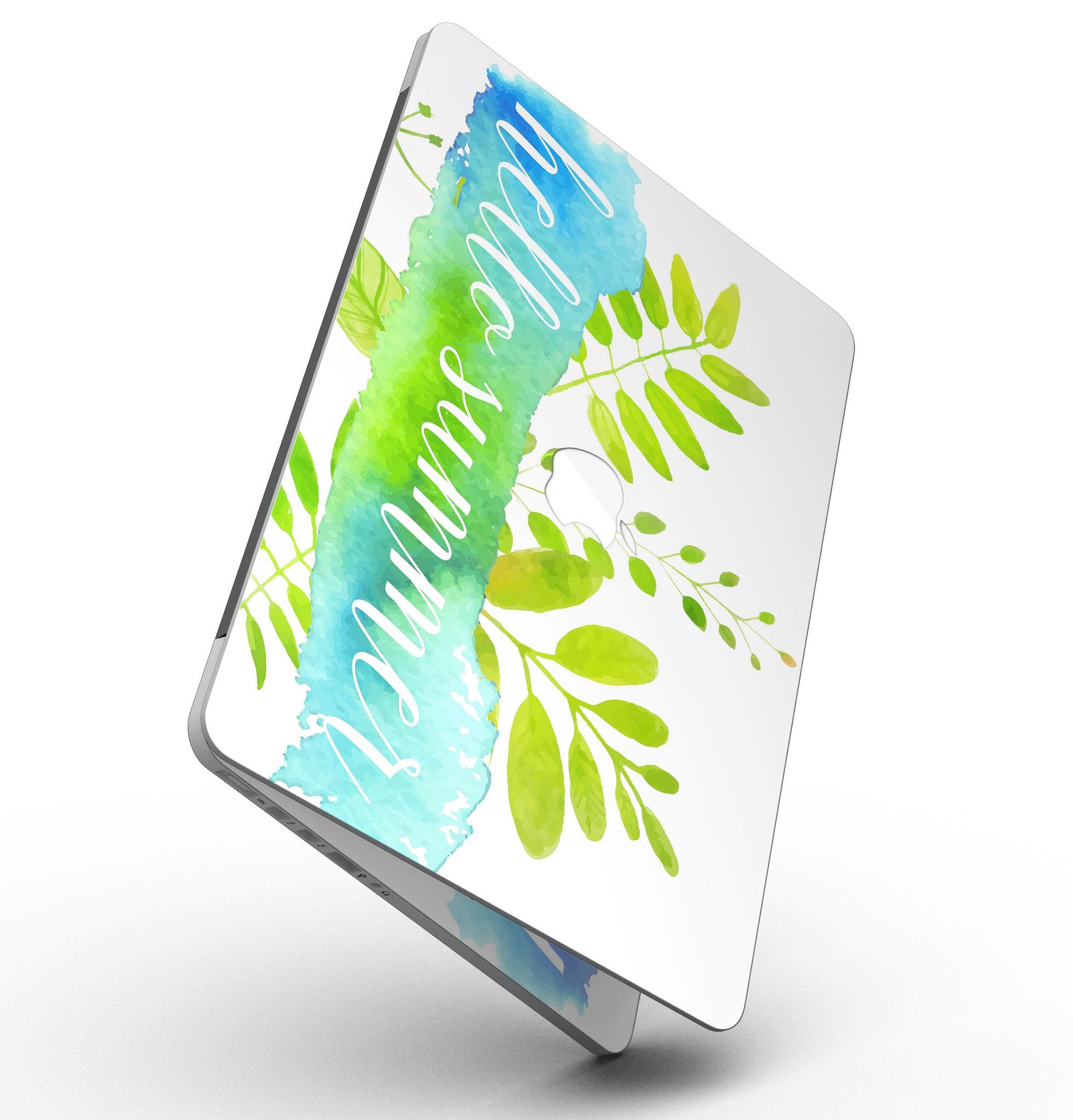 Hello Summer Watercolor Branches skin for MacBook Pro with Retina Display, showcasing vibrant watercolor design on premium vinyl.