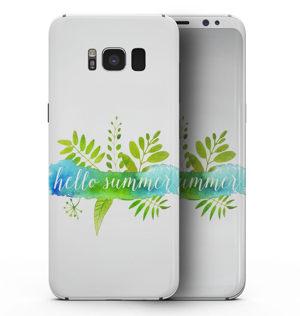 Hello Summer Watercolor Branches full-body skin for Samsung Galaxy S8, showcasing vibrant colors and a stylish design.