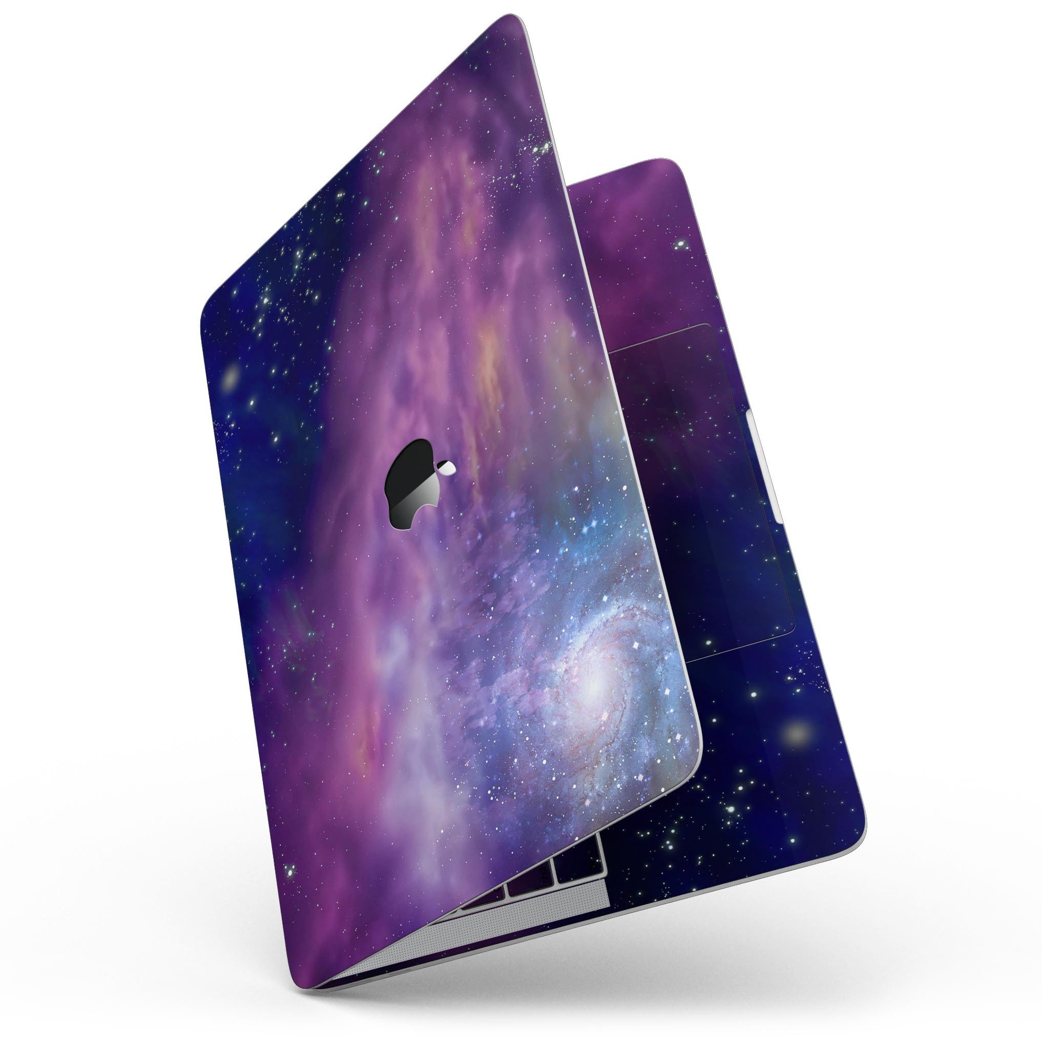 Stylish MacBook Pro with Touch Bar skin featuring a vibrant space adventure design, showcasing its sleek fit and premium vinyl material.