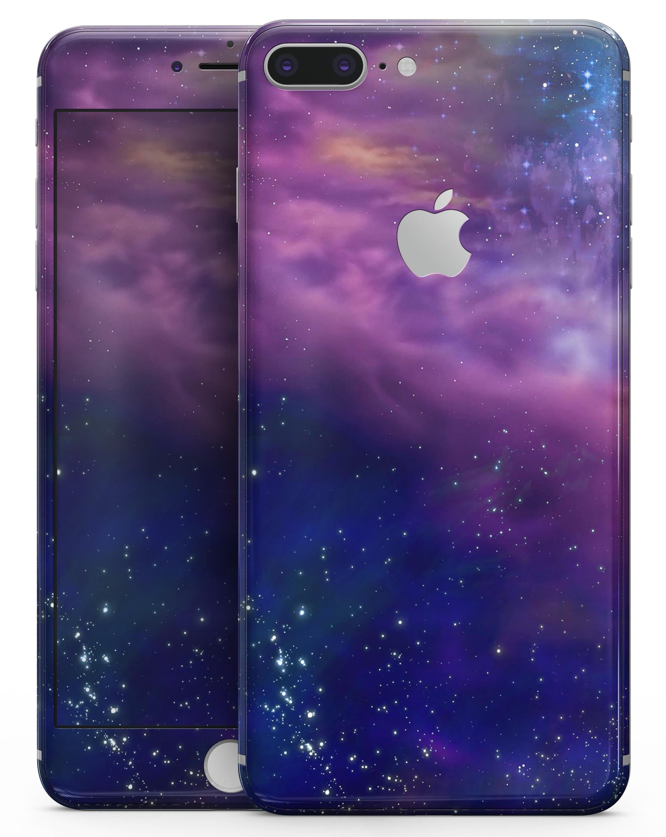 Stylish skin-kit for iPhone 8 and 8 Plus featuring a space adventure design, showcasing its premium vinyl material and bubble-free application.