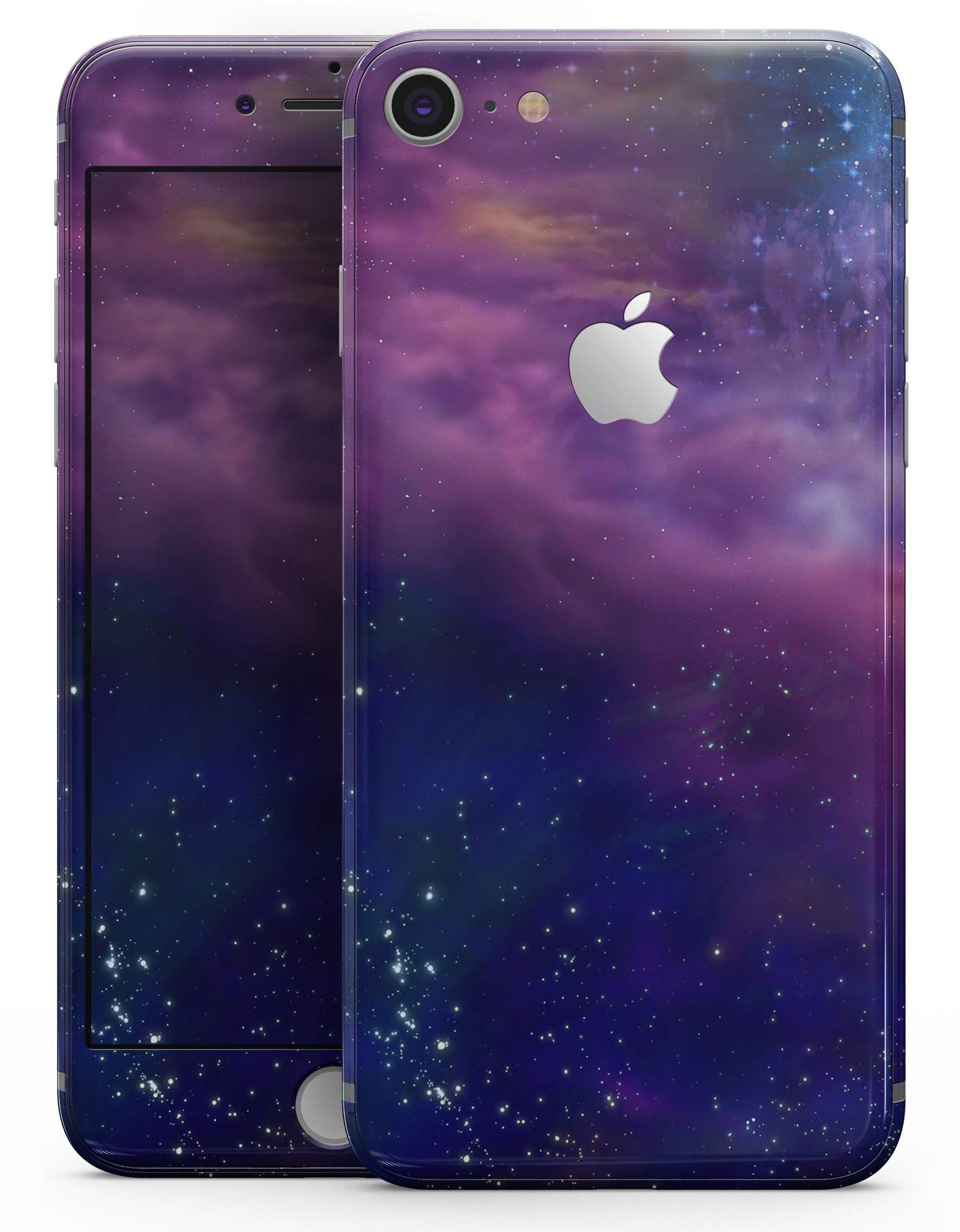 Stylish skin-kit for iPhone 8 and 8 Plus featuring a space adventure design, showcasing its premium vinyl material and bubble-free application.