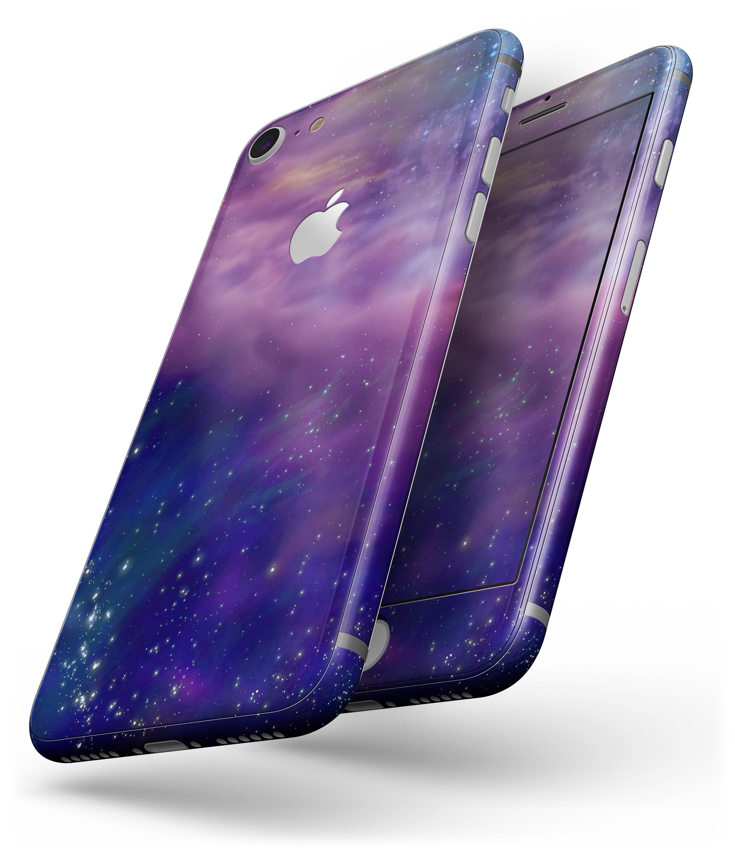 Stylish skin-kit for iPhone 8 and 8 Plus featuring a space adventure design, showcasing its premium vinyl material and bubble-free application.