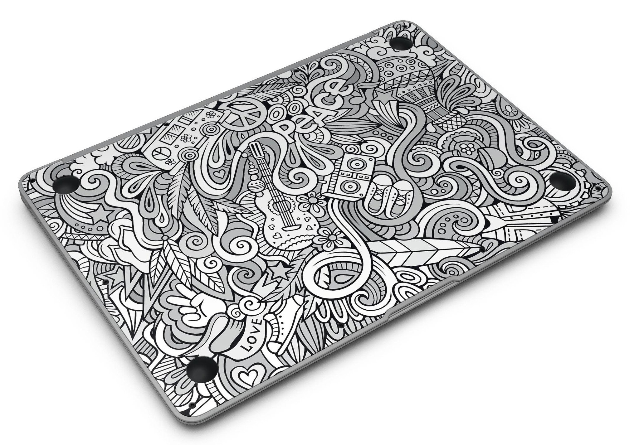 Hippie Dippie Doodles MacBook Air Skin Kit featuring vibrant colors and artistic design, showcasing its stylish and protective features.