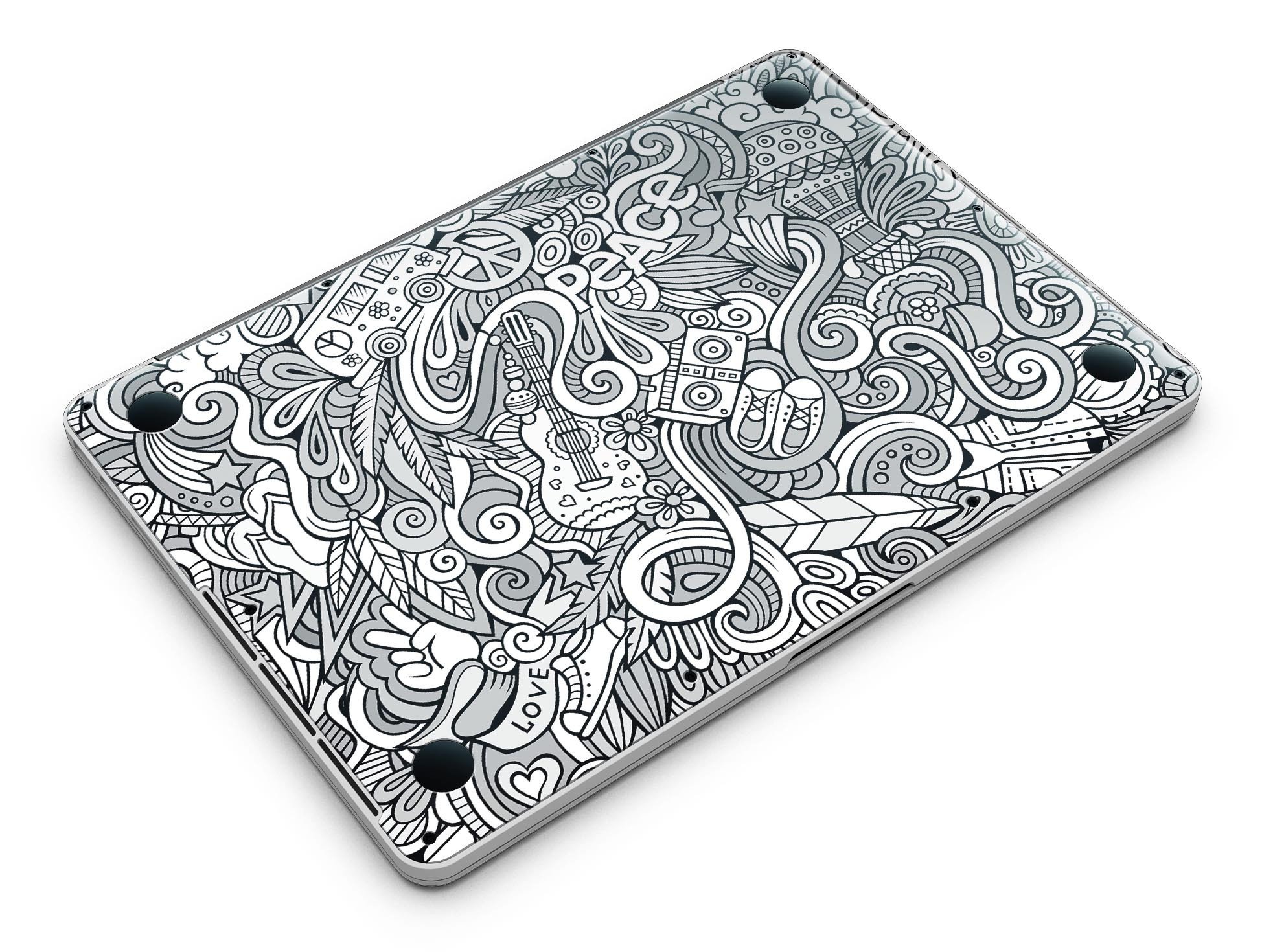 Colorful Hippie Dippie Doodles skin for MacBook Pro with Retina Display, showcasing vibrant patterns and textures.