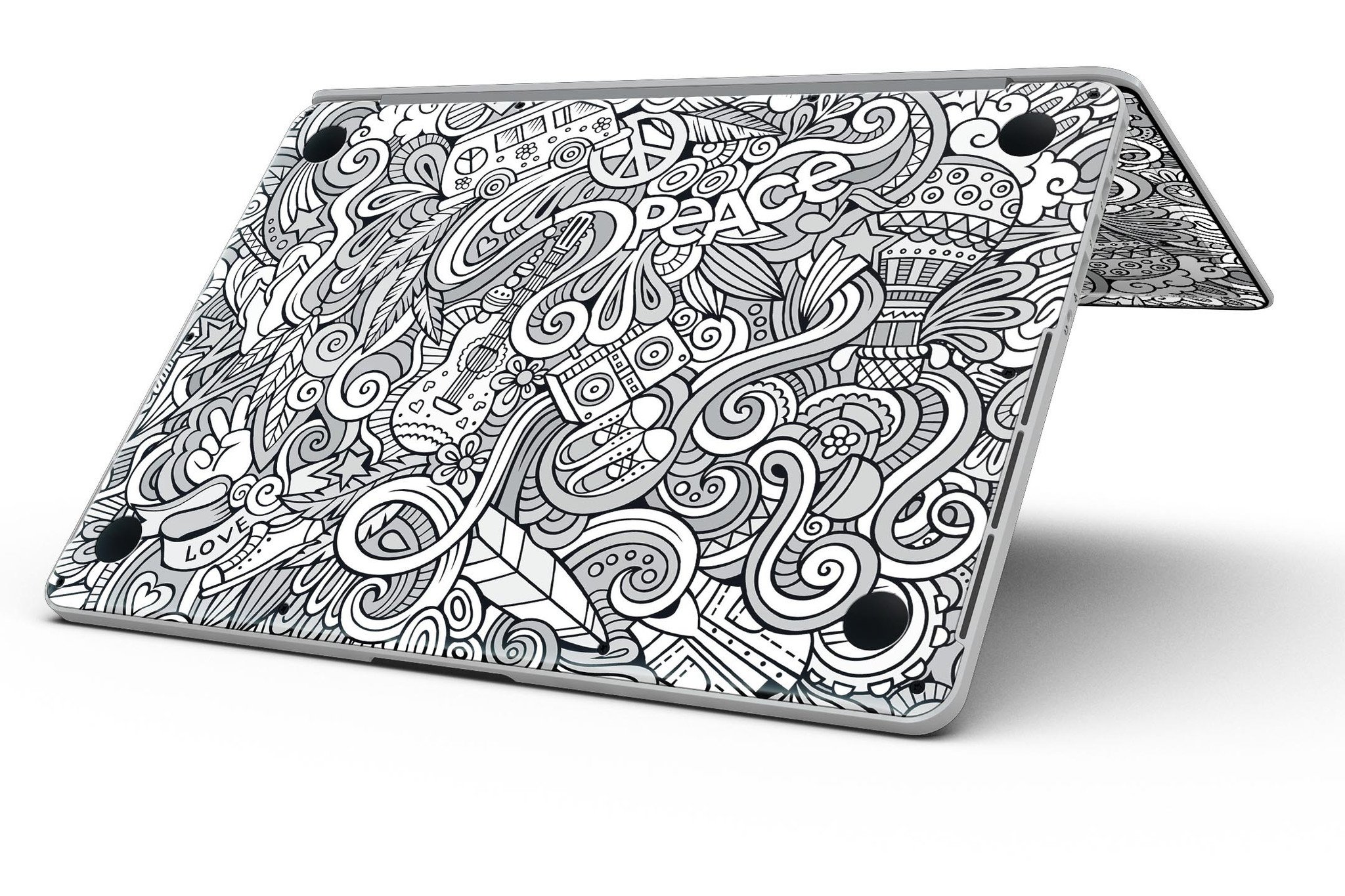 Colorful Hippie Dippie Doodles skin for MacBook Pro with Retina Display, showcasing vibrant patterns and textures.