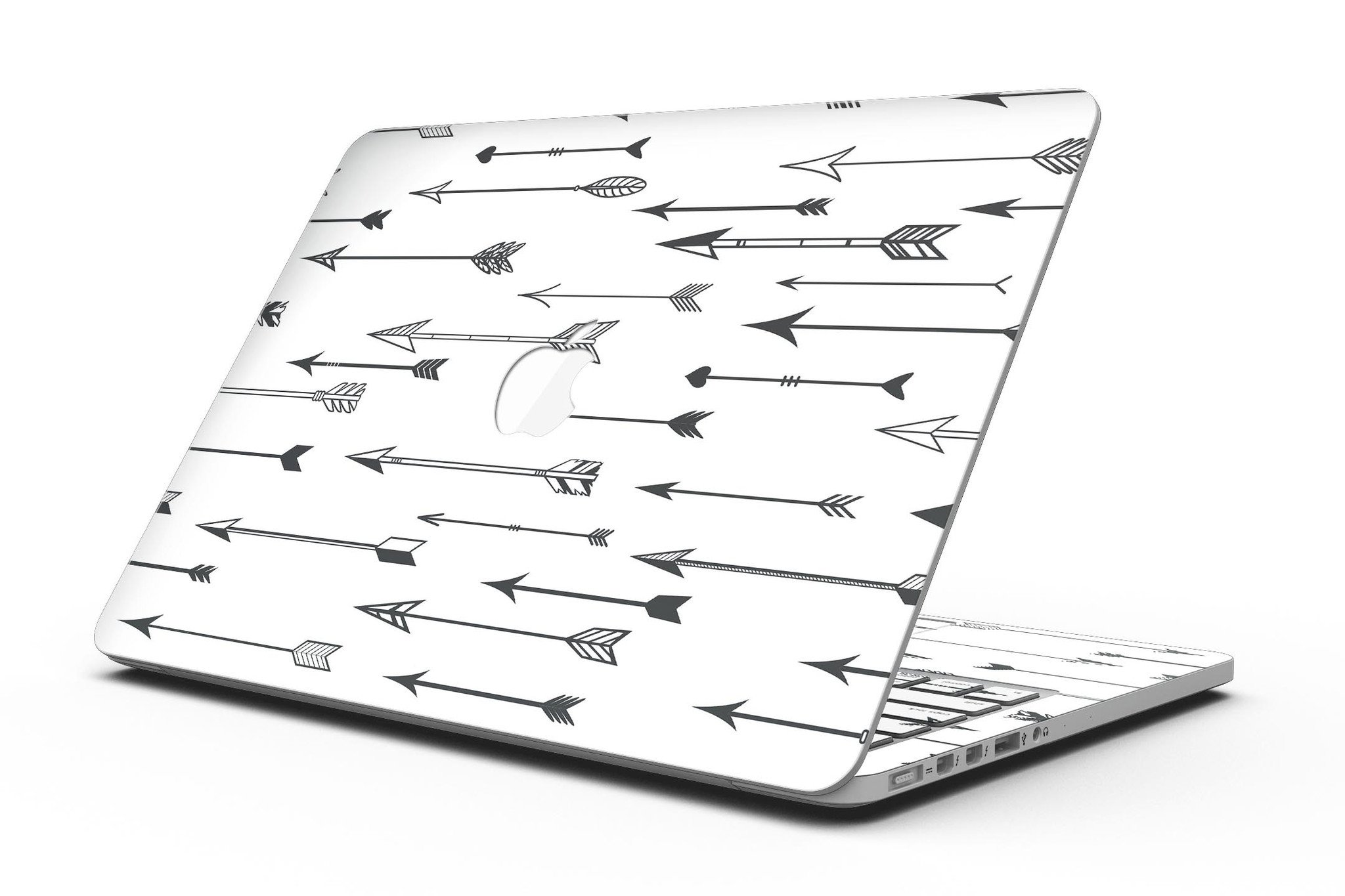 Stylish Hipster Arrow Pattern skin for MacBook Pro with Retina Display, showcasing vibrant arrows on a sleek vinyl surface.