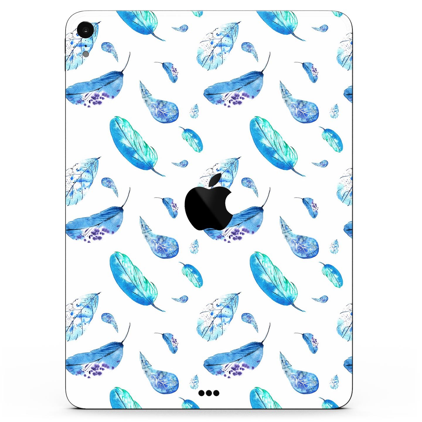 Hipster Feather Pattern Full Body Skin Decal for Apple iPad Pro, showcasing vibrant feather design on a sleek surface.