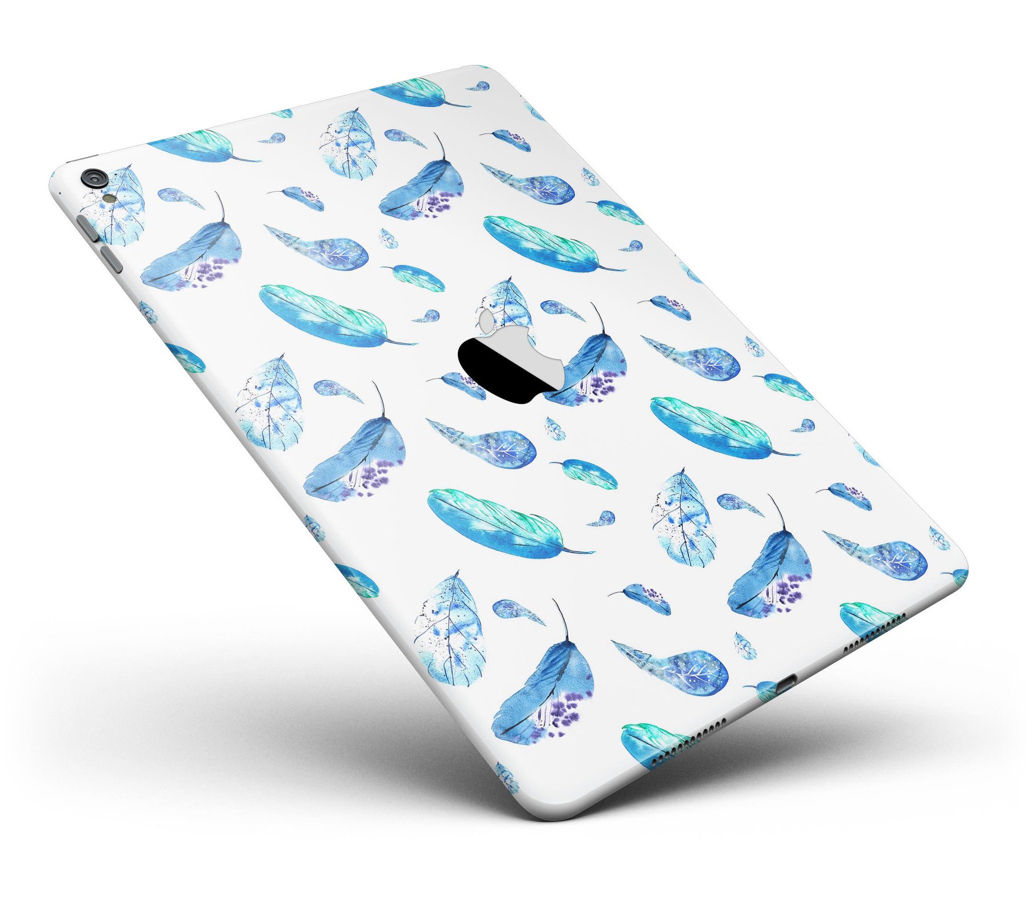 Hipster Feather Pattern Full Body Skin for iPad Pro, showcasing vibrant colors and intricate feather design.