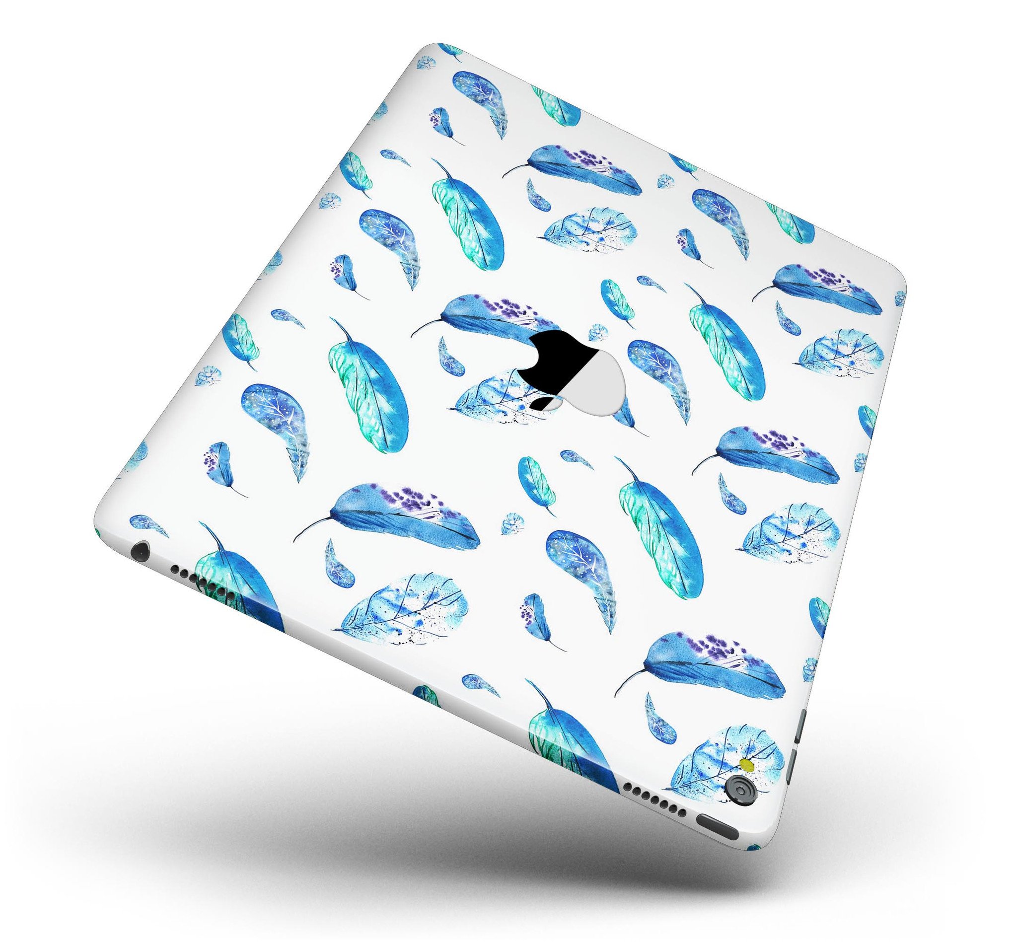 Hipster Feather Pattern Full Body Skin for iPad Pro, showcasing vibrant colors and intricate feather design.