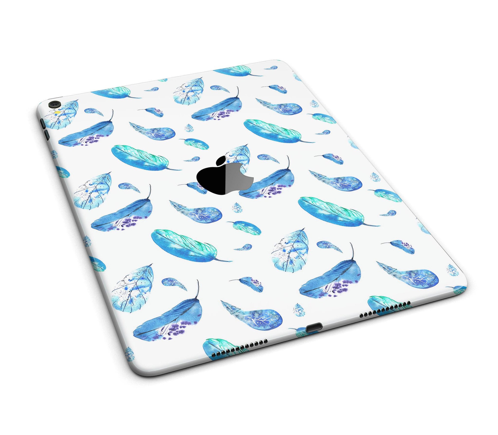 Hipster Feather Pattern Full Body Skin for iPad Pro, showcasing vibrant colors and intricate feather design.