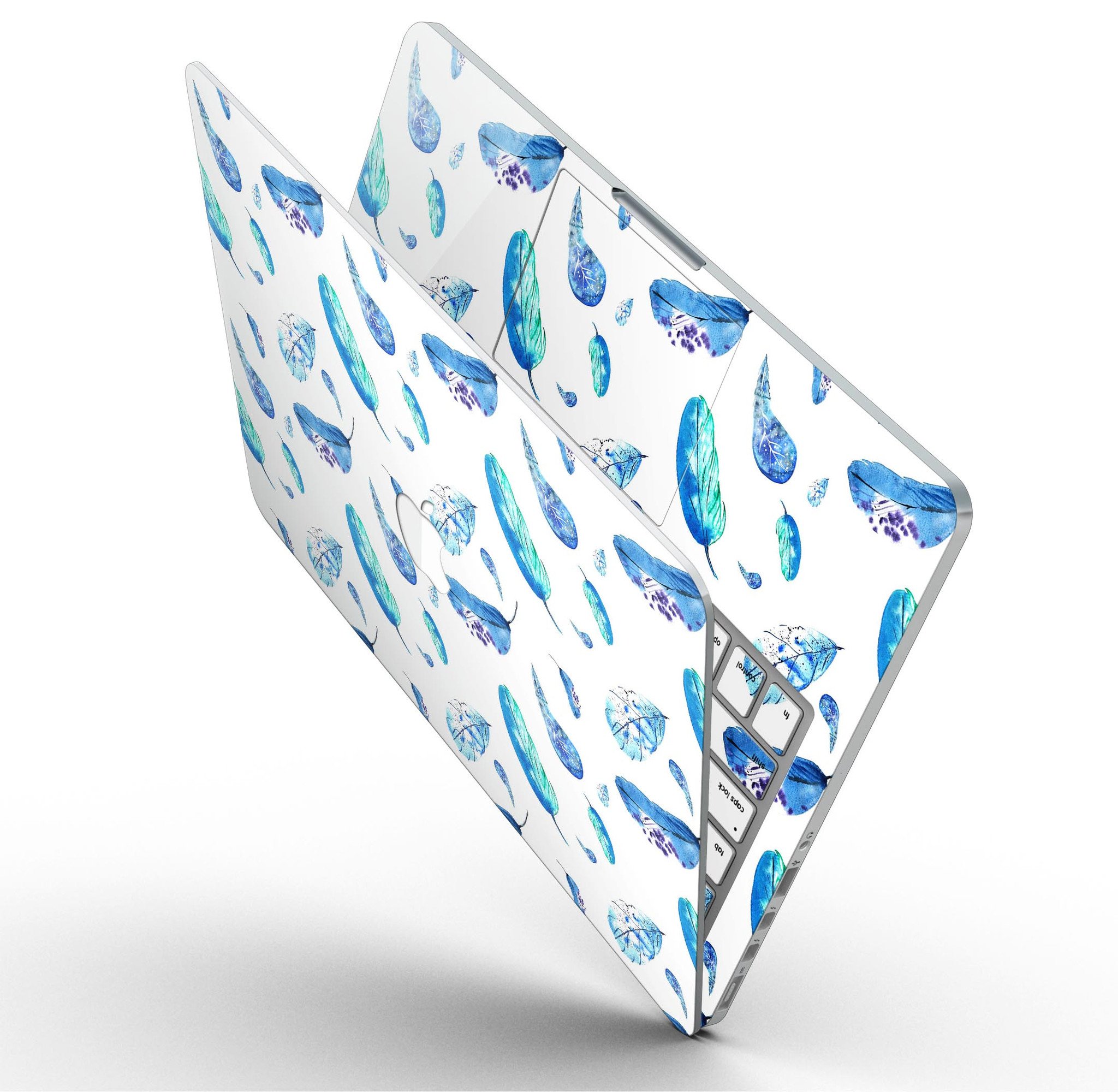 Stylish Hipster Feather Pattern skin for MacBook Pro with Retina Display, showcasing vibrant colors and a sleek design.