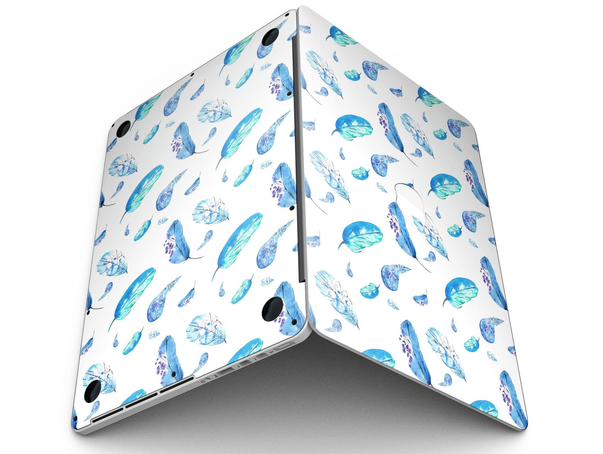 Stylish Hipster Feather Pattern skin for MacBook Pro with Retina Display, showcasing vibrant colors and a sleek design.