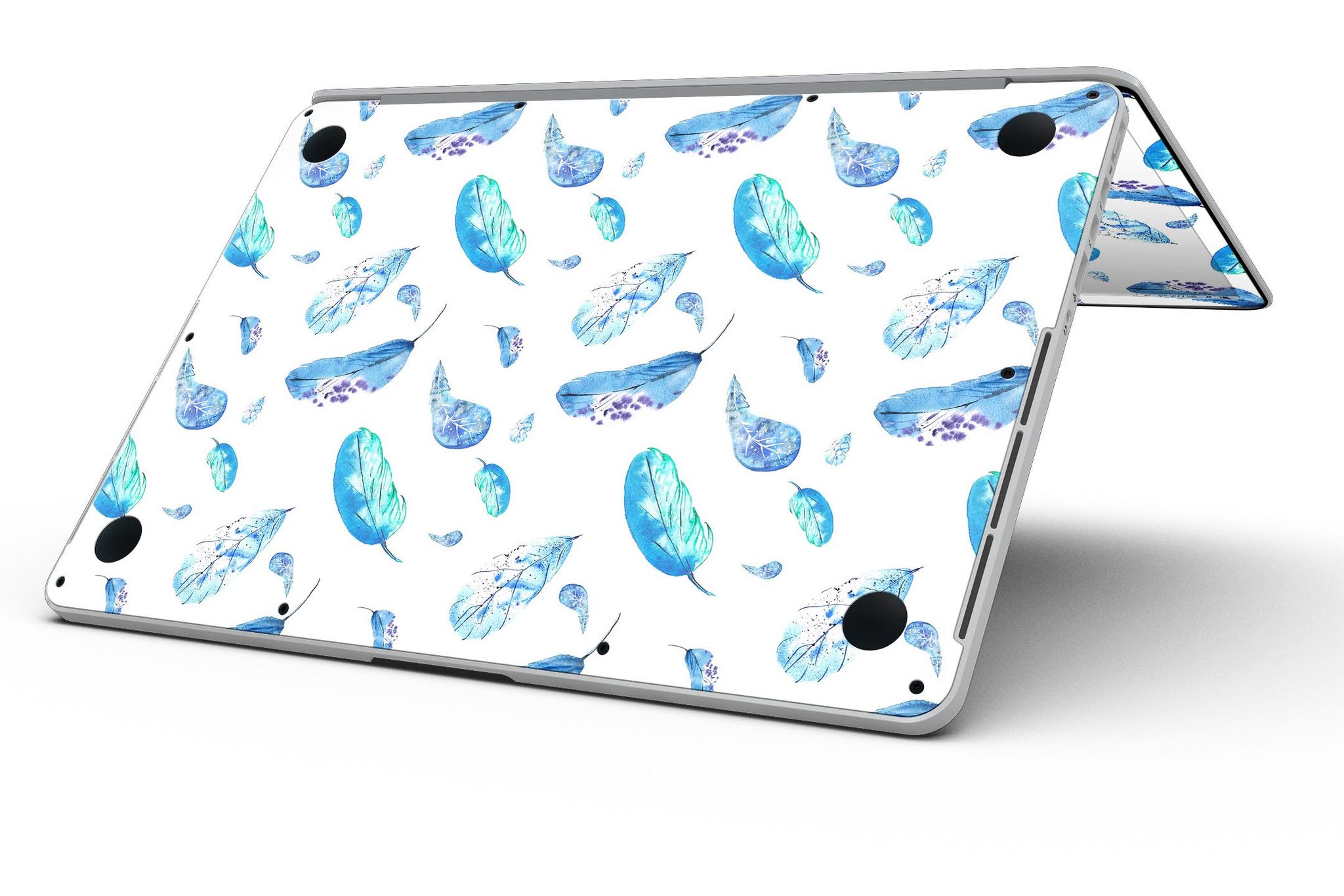 Stylish Hipster Feather Pattern skin for MacBook Pro with Retina Display, showcasing vibrant colors and a sleek design.