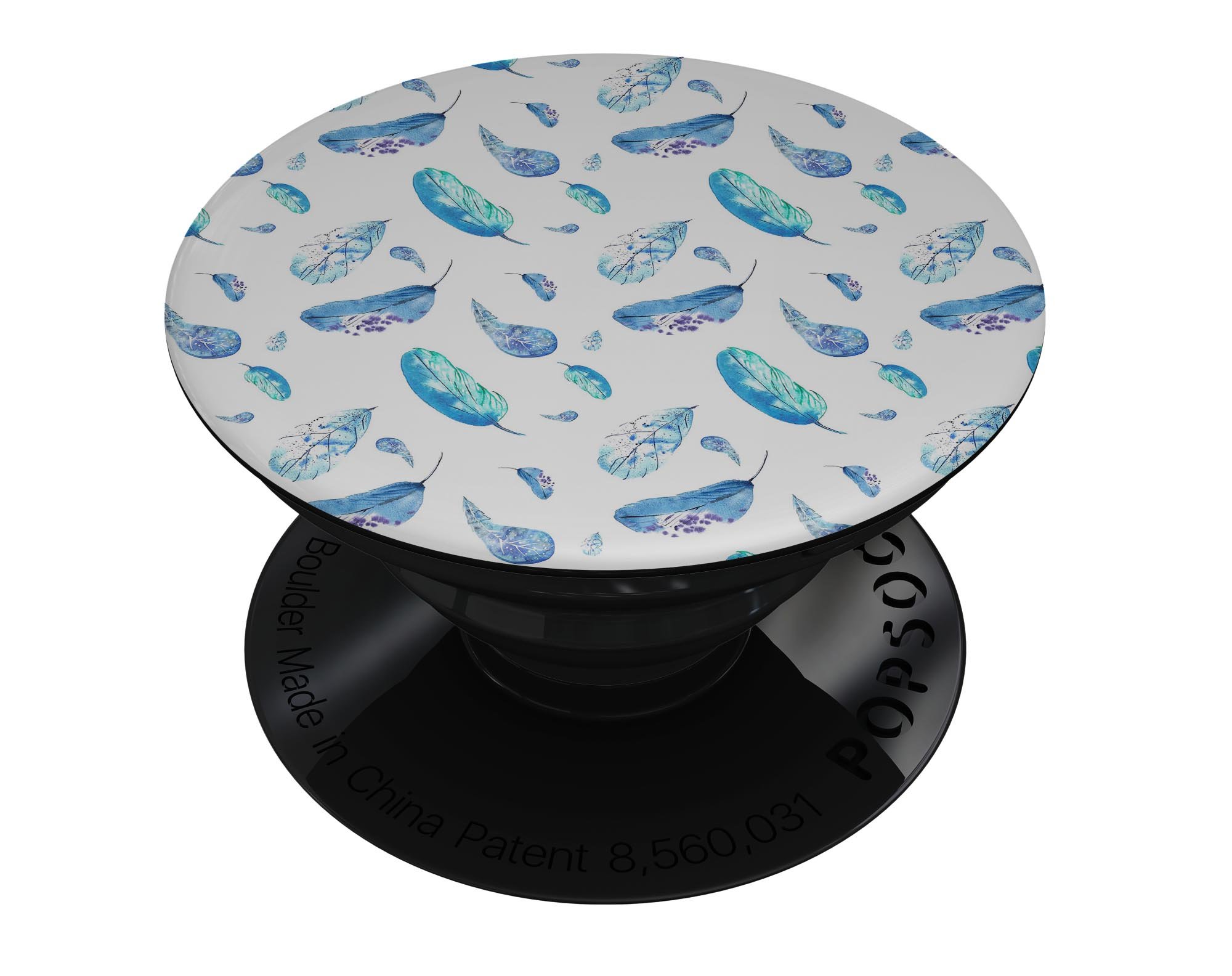 Hipster Feather Pattern Skin Kit for PopSockets featuring vibrant feather design on premium vinyl.