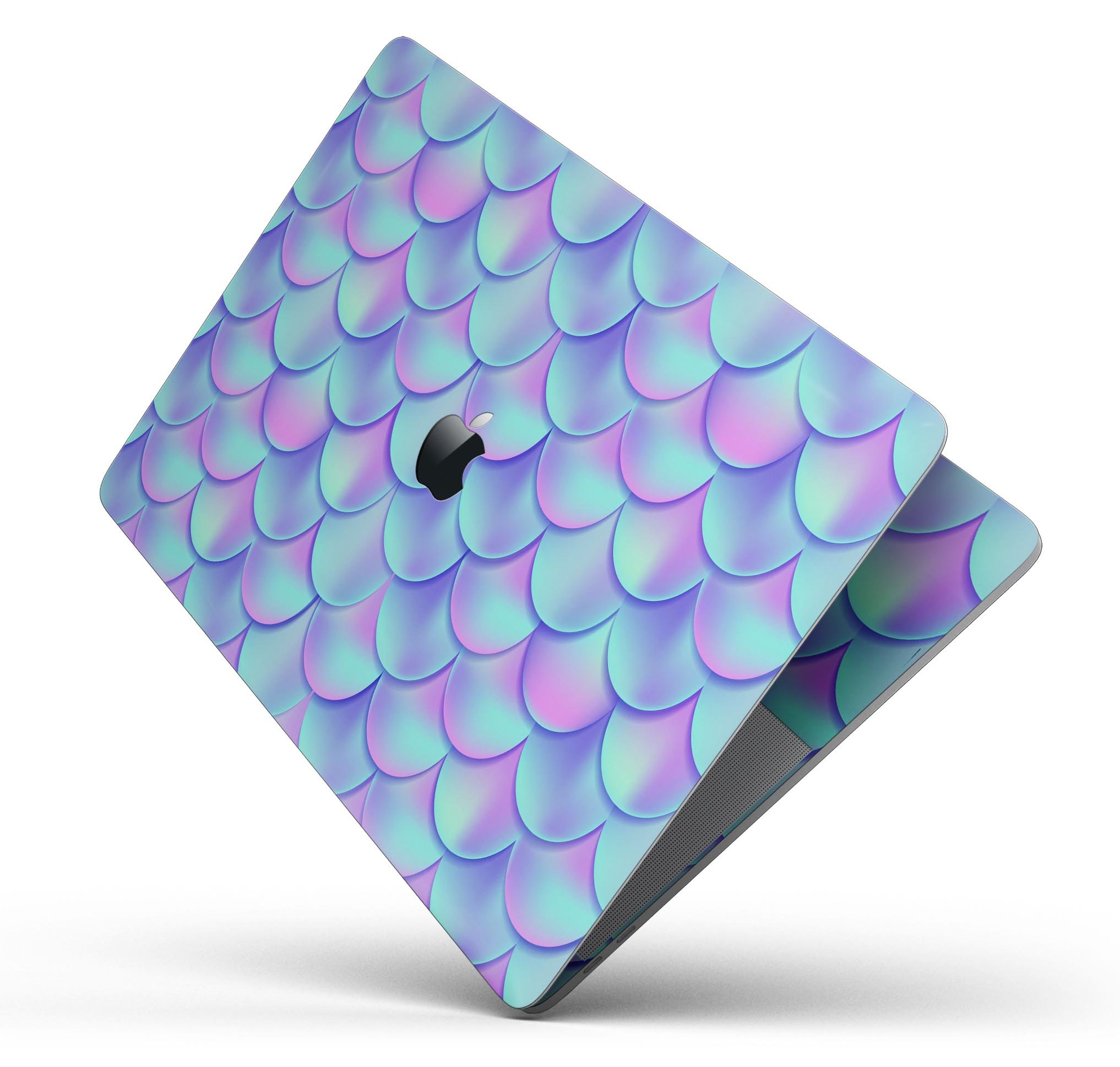 Holographic Mermaid Scales skin decal wrap kit for MacBook, showcasing vibrant colors and a sleek design.